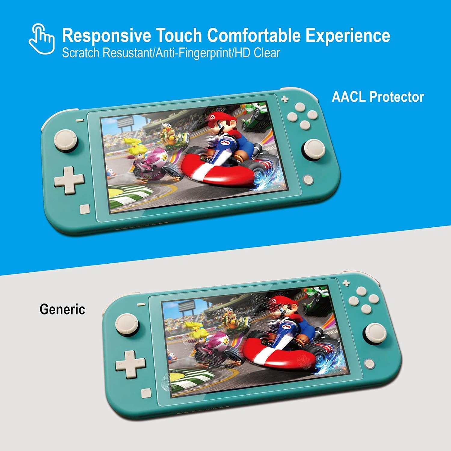 Screen Protector for Nintendo Switch,2 Pack Tempered Glass Film,Ultra Clear Bubble Free (Glass Screen Protectors, Nintendo Switch 2019)