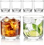 Kyraton Old Fashioned Whiskey Glasses Set of 6, PET Clear Plastic 340ml Heavy Duty Unbreakable Water Glasses Cup Tumbler Glassware for Beer, Juice, Milk, Scotch, Liquor Vodka, Bourbon, Cocktail.