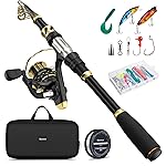 Fishing Rod and Reel Combo Telescopic Pole Set with Fishing Line, Fishing Lures Kit and Carrier Bag for Sea Saltwater Freshwater (A-Full Kit with Carrier Bag, 2.1M-6.89FT)