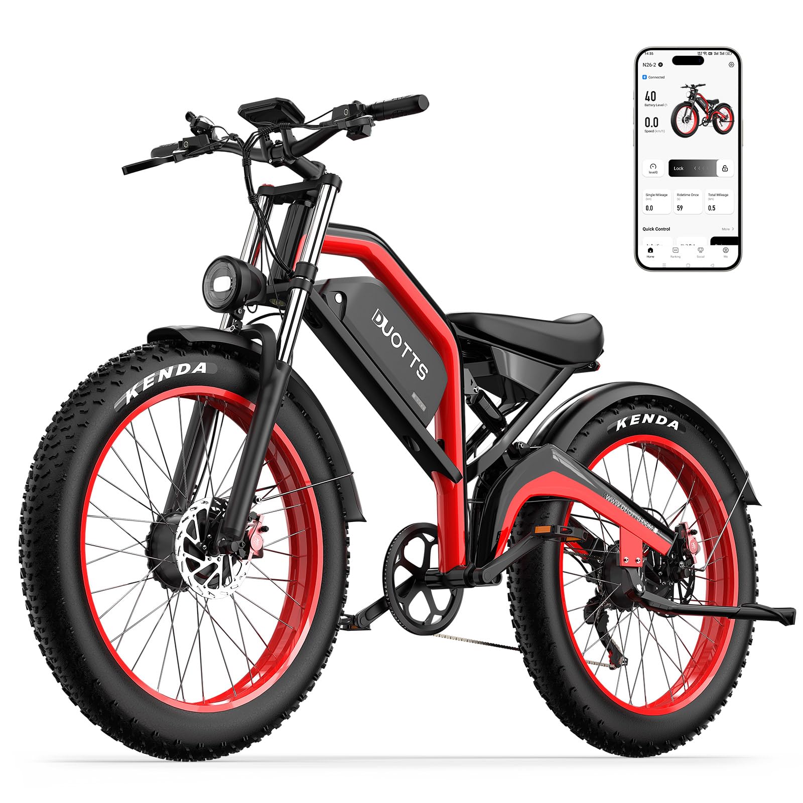 N26 Bici Elettrica Doppio Motore Uomo, Fat Tire 26 x 4.0 Ebike Mountain con 250W Batteria 48V 20Ah, Autonomia di 120Km (PAS), Adatta al Fuoristrada con Sospensioni Idrauliche & App Bluetooth
