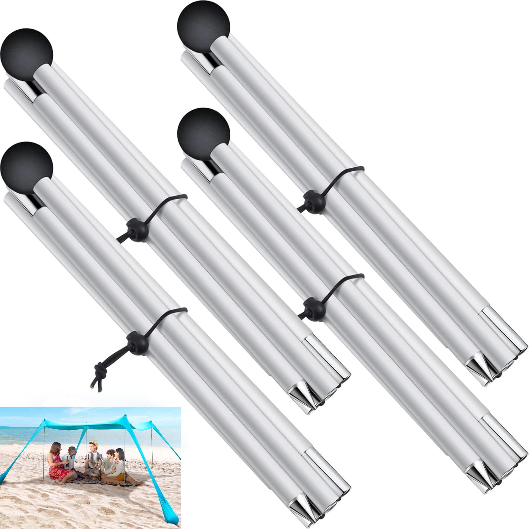 Zeltstangen Ersatz, Baldachin-Stangen für Strandzubehör, 1,8 m, Strandzelt, Überdachung, zusätzliche Stangen für Camping, Wandern, Rucksackreisen, Partys (4)