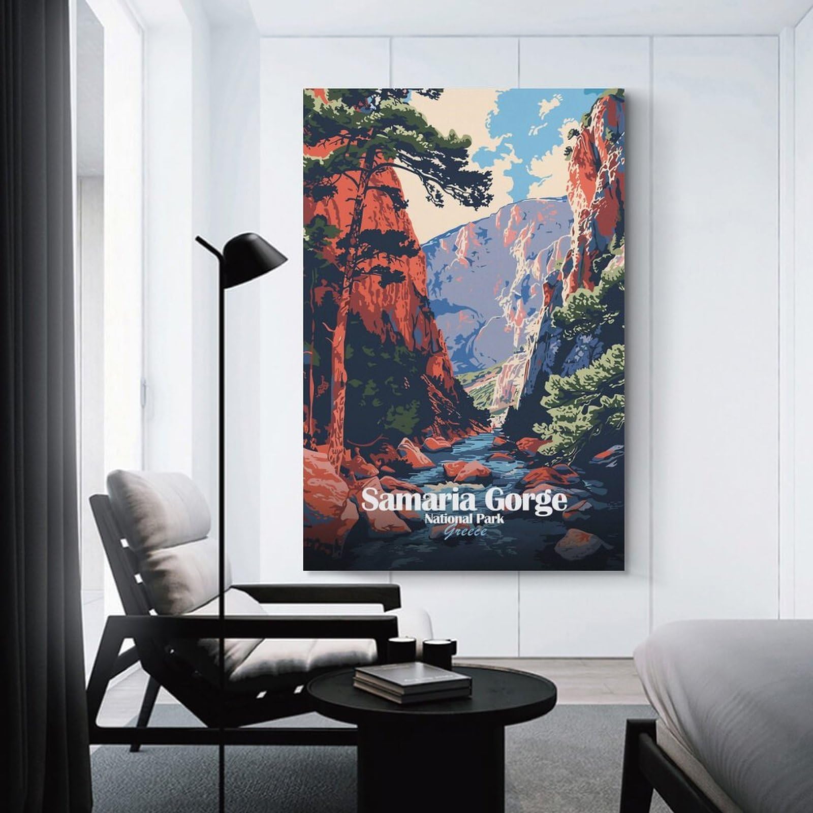 Junmoney Samaria Gorge National Park Greece Hanging Wall Art 20x30inch(50x75cm), for Study, Office Or Focused Interiors, Wall Art That Adds Style to Work Areas