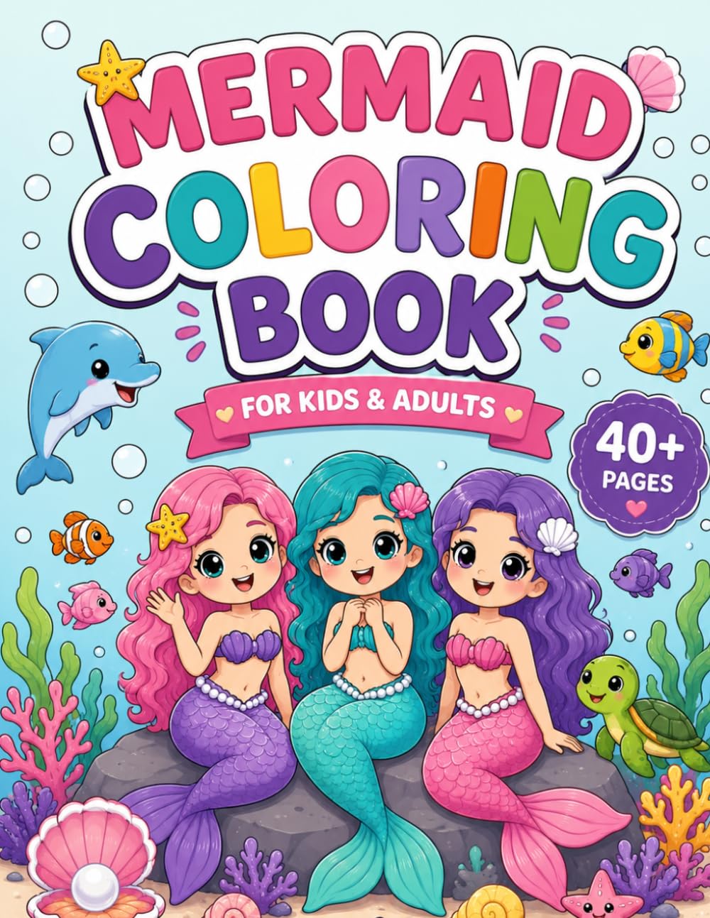 Mermaid Coloring Book: 40+ Cute & Easy Coloring Pages for Relaxation and Creativity for All Ages