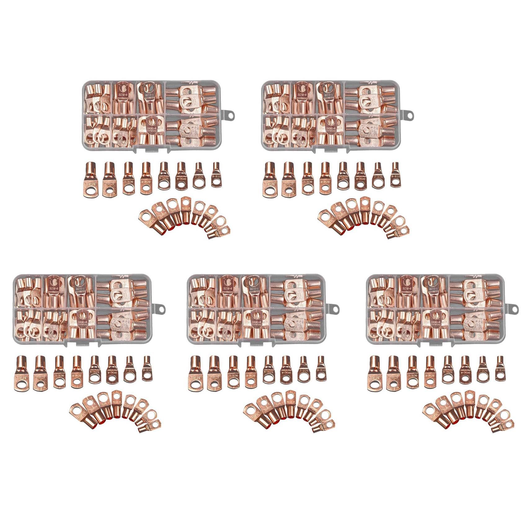 Jnchdghwa Photo Color 350Pcs Wire Lug Connector Ring Sc6-25 Copper Connectors Bare Cable Electric Crimp Terminal Connector Kit