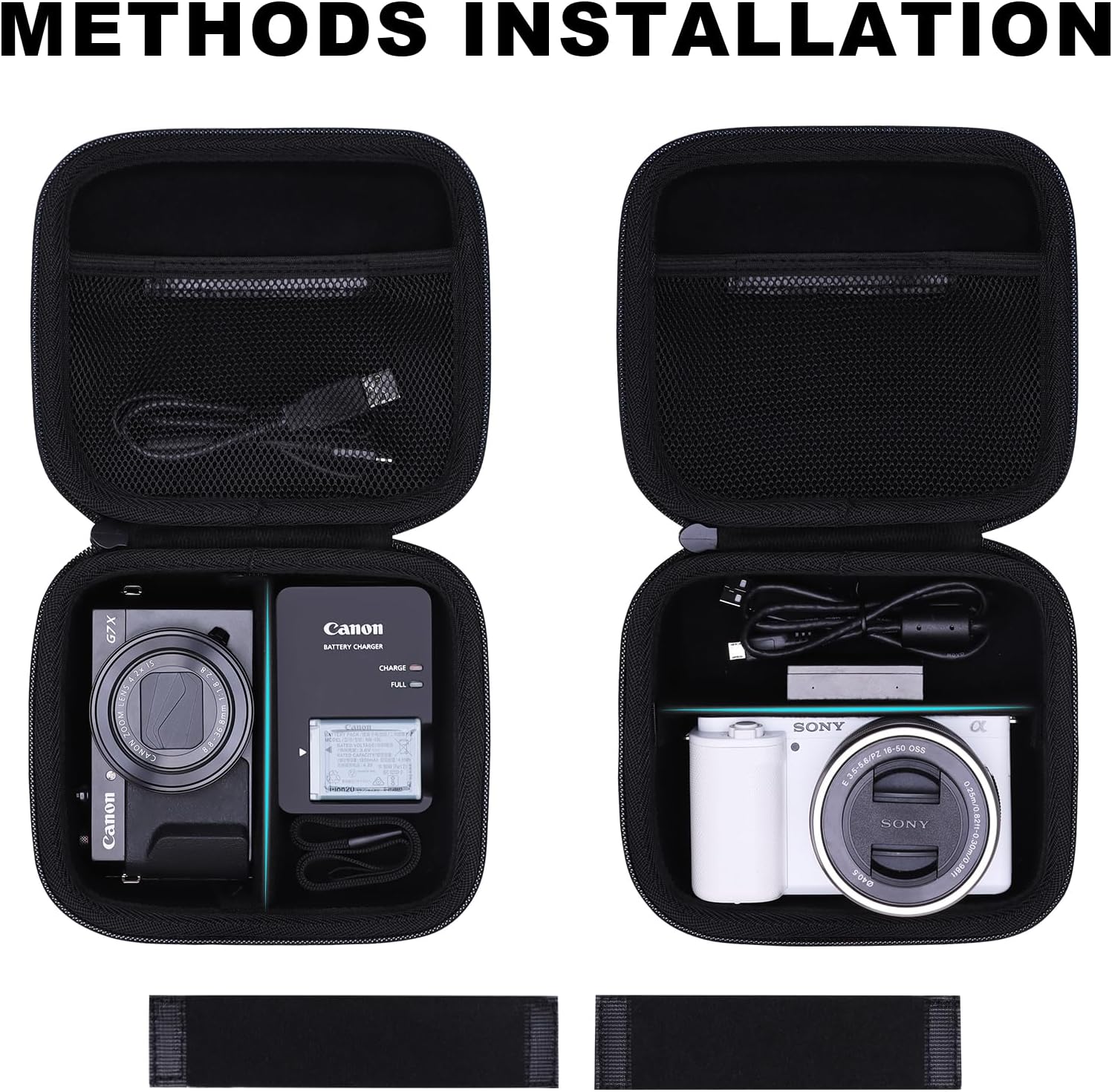 Hard Case for Sony Alpha ZV-E10/ ZVE10 II/a6400/6700/ILCE6100KB/ZV-E1/a6100/a6000/a5000/a5100 Cameras and w/16-50mm Lens, Canon PowerShot G7 X Mark III/Mark II Camera, Travel Black Storage Bag