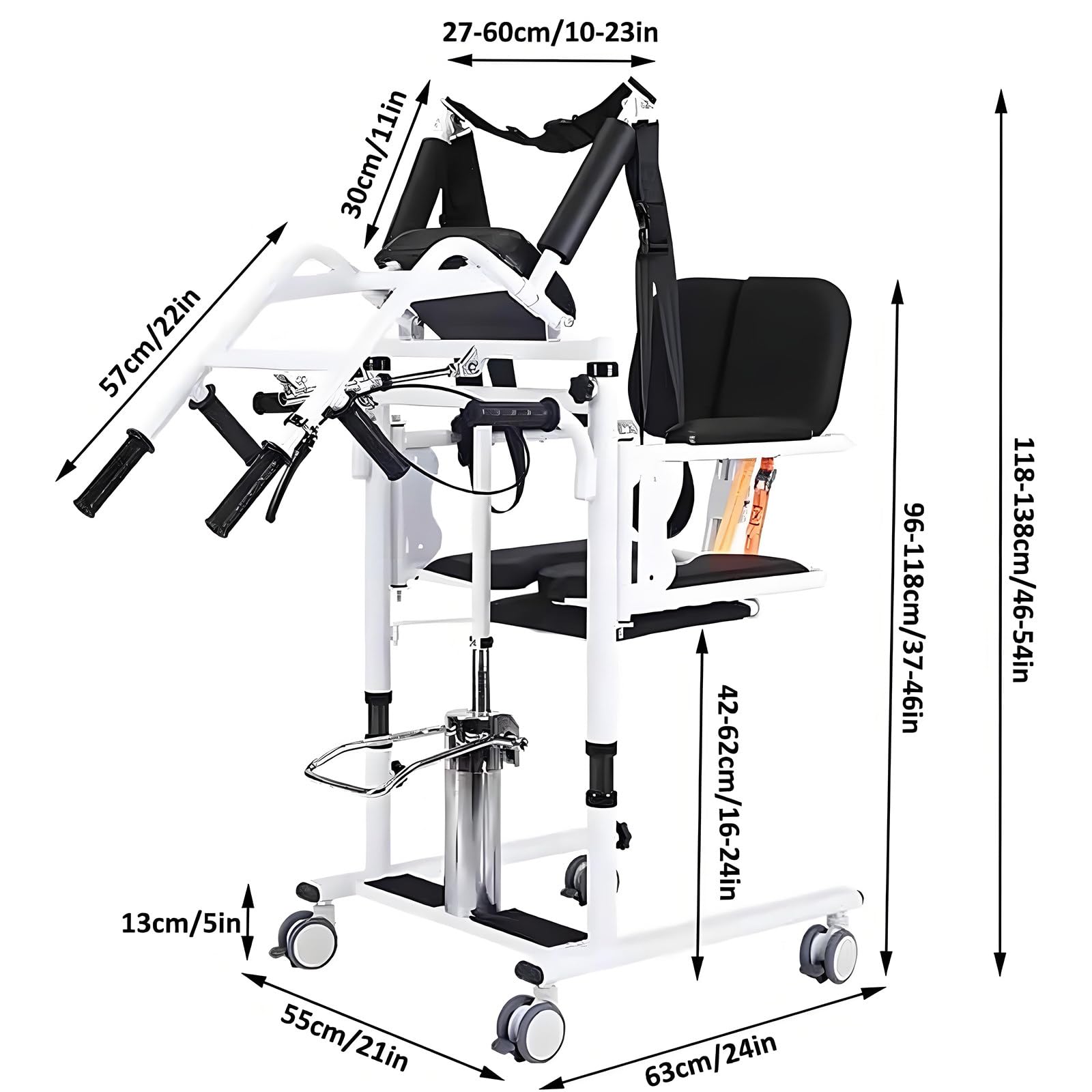 Silla De Traslado con Elevador De Pacientes para El Hogar, Silla De Ruedas Hidráulica con Elevador De Pacientes, Máquina De Traslado Multifuncional, Silla De Enfermería Orange