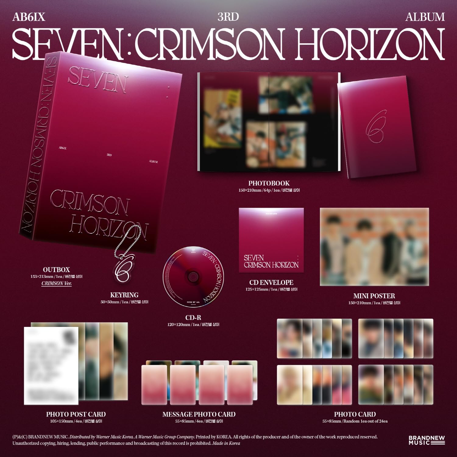 (Zestaw 2 wersji: 1 fotoksiążka + 1 klejnot) AB6IX SEVEN: CRIMSON HORIZON 3. album ze śledzeniem zapieczętowanym