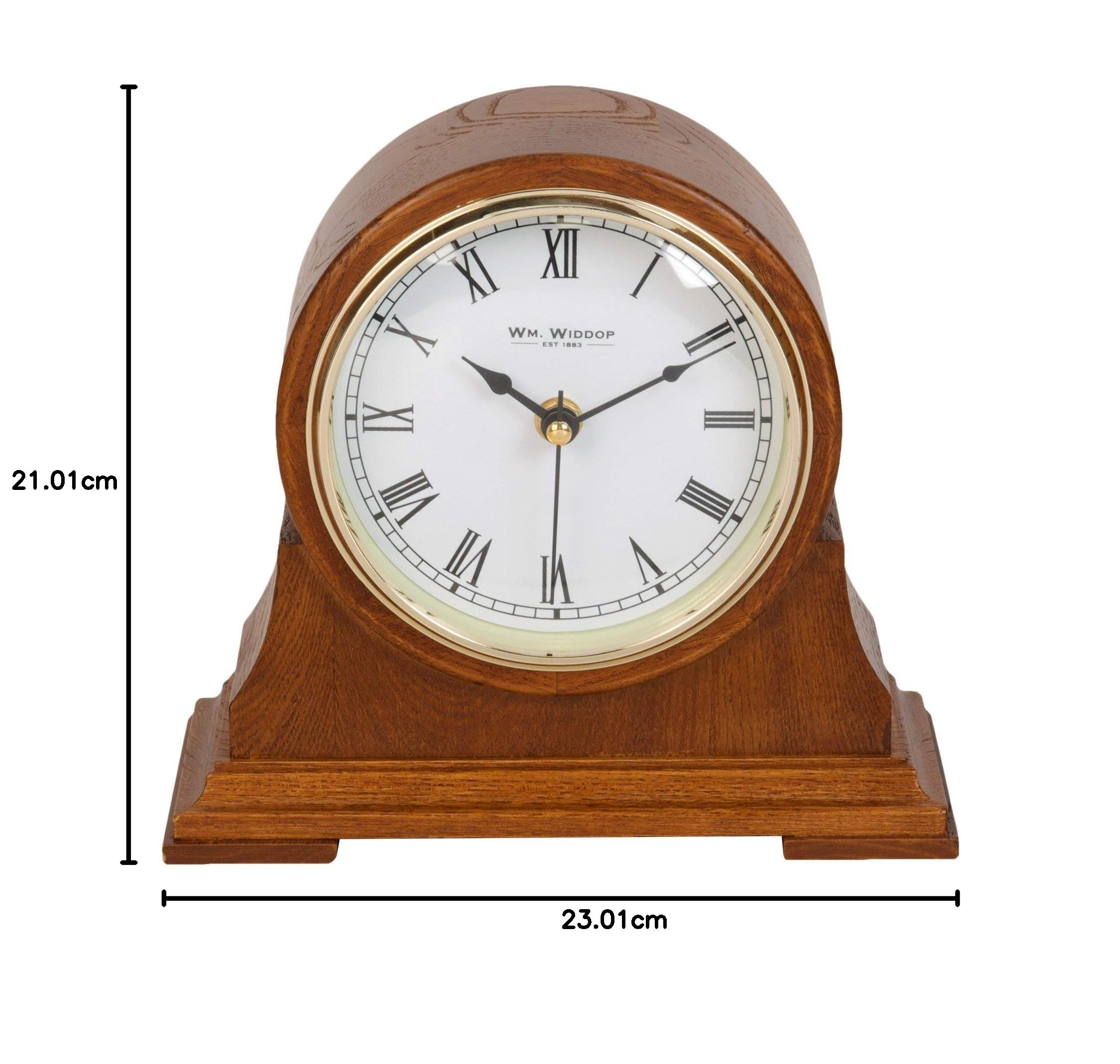 Wm Widdop Horloge de cheminée Traditionnelle, à Quartz, boîtier Rond en Bois