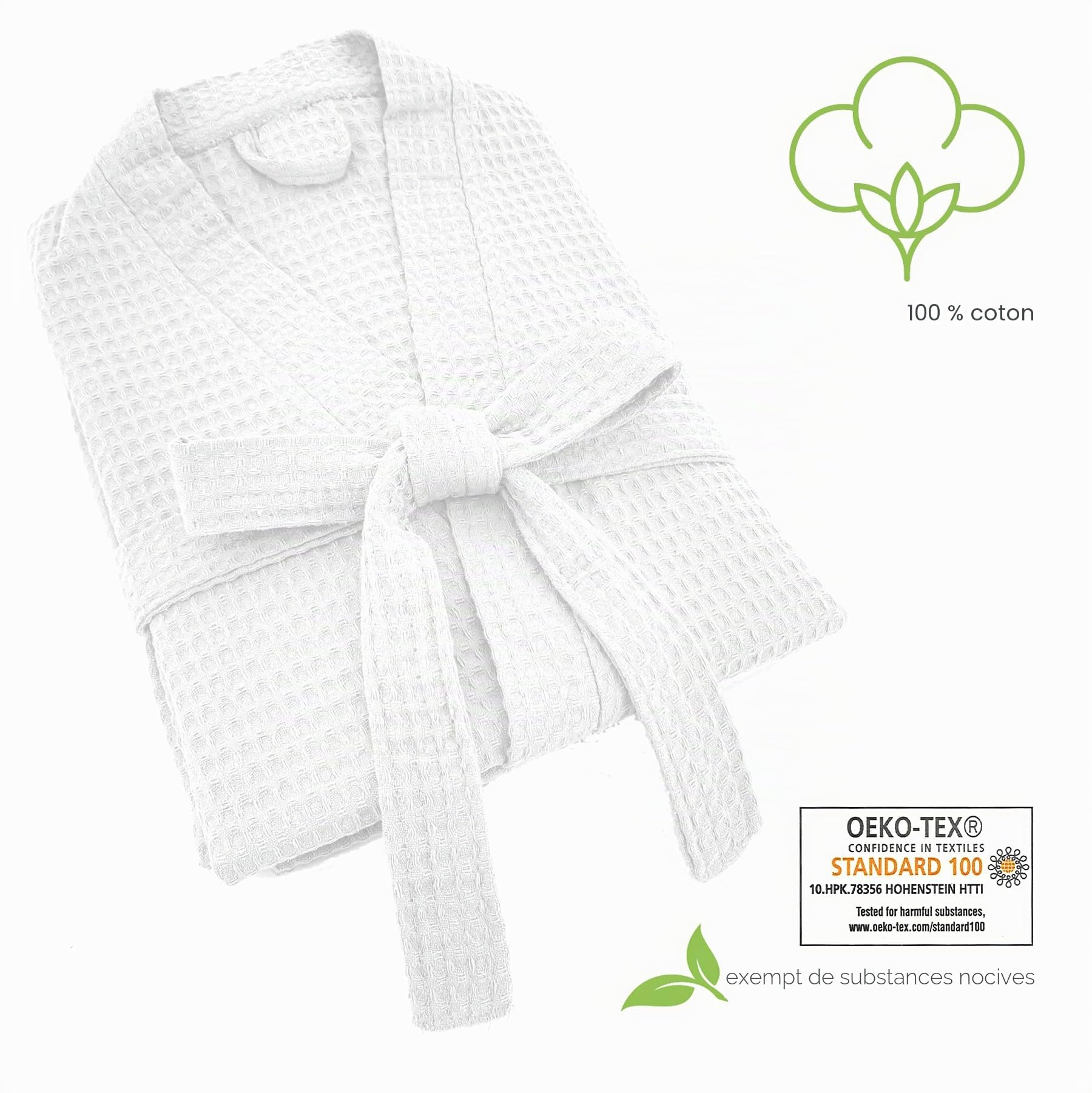 heimtexland Peignoir en piqué gaufré 100 % coton, type 881