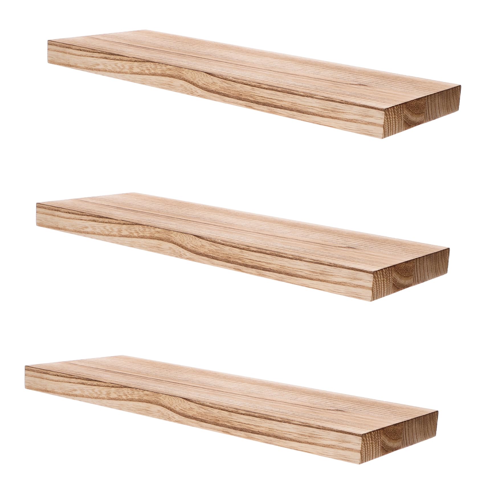 3piezas Estantes Flotantes De Madera Natural Diseño Elegante Almacenamiento Pared para Salón y Cocina De Resistente y Funcional