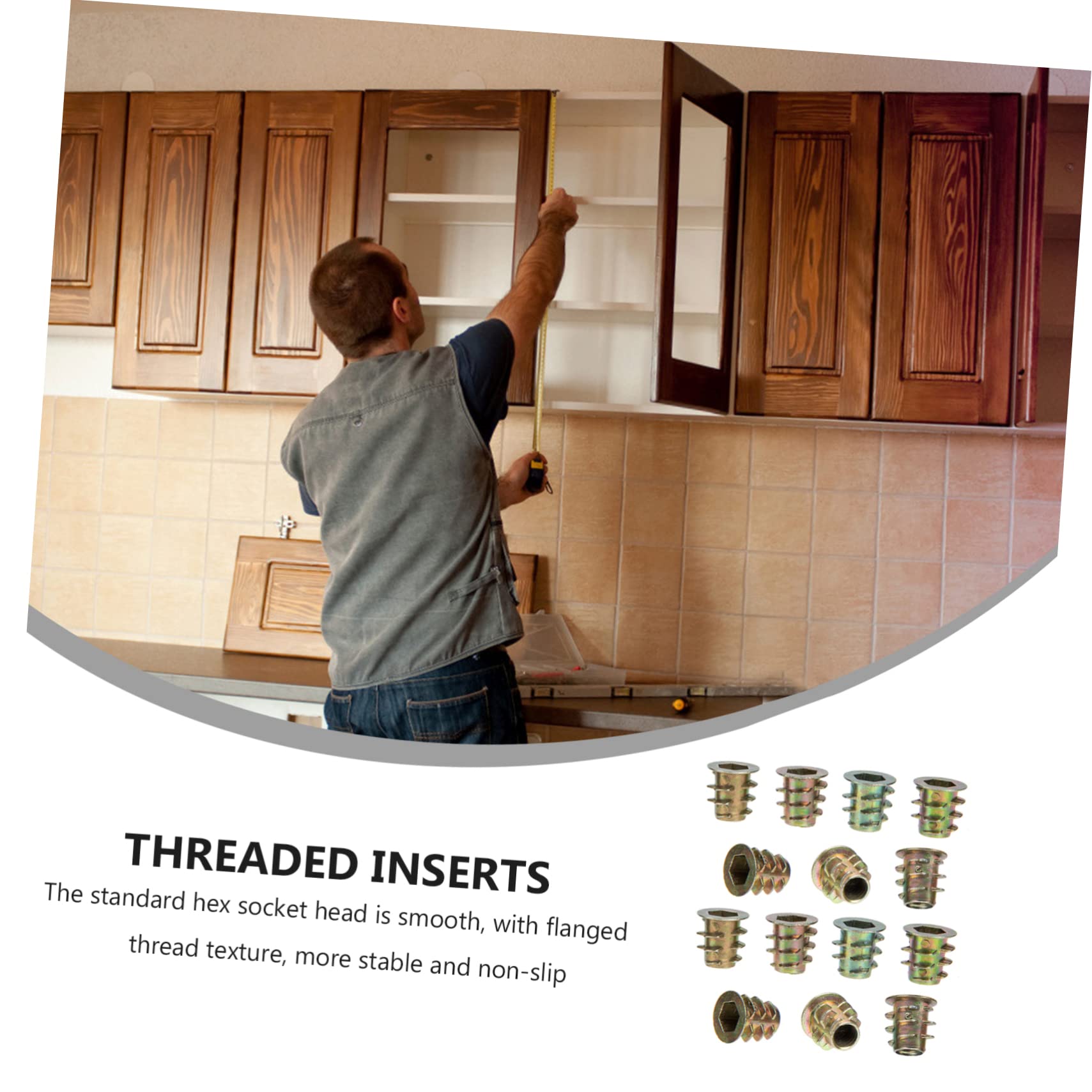 Cabilock Wood Furniture Bolt Inserts 100pcs Screw-in Nuts External Thread Protrusions