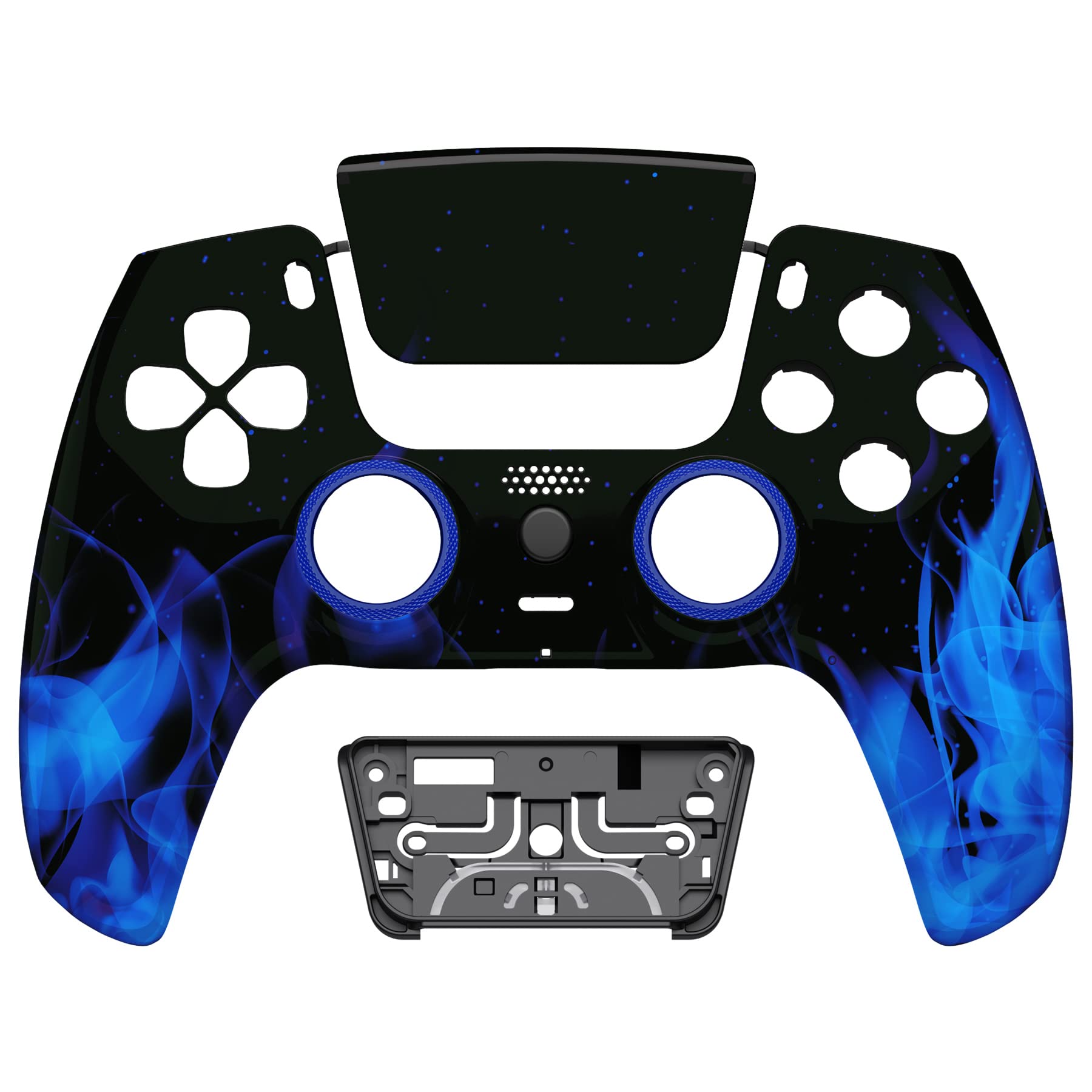 eXtremeRate Luna Rediseñado Carcasa Frontal con Panel Táctil Compatible con ps5 BDM-010 BDM-020 BDM-030 BDM-040 Carcasa Delantera Placa Frontal Funda Portectora Compatible con ps5(Llama Azul)