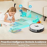 Vista 5 de AIRROBO Robot aspirador y trapeador T30+, vaciado automático de 75 días, succión de 12,000 Pa, evita obstáculos inteligente activo, cepillo sin
