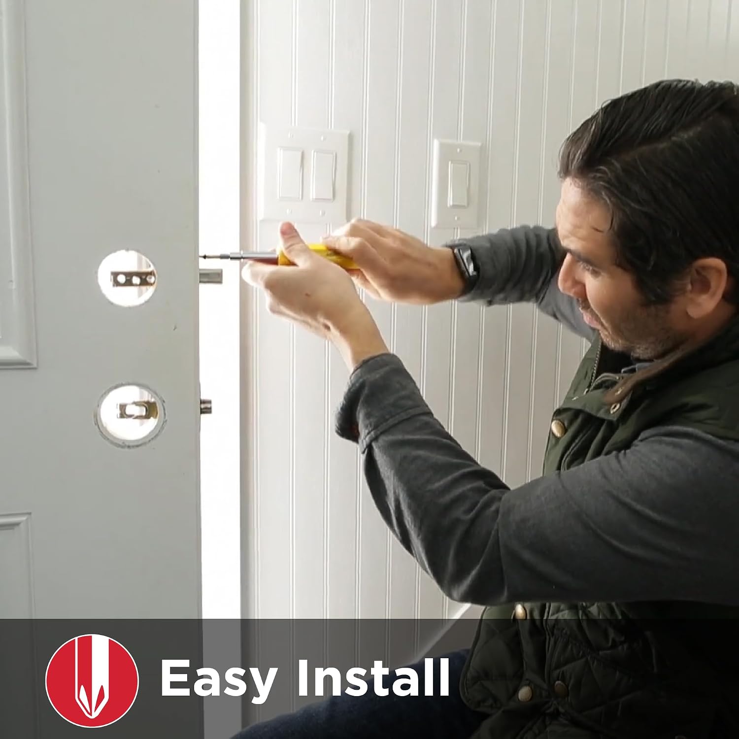 Kwikset SmartCode 270 Keyless Electronic Keypad Deadbolt with San Clemente Entry Handleset, Auto Door Lock, SmartKey Re-Key Security, Contemporary, Matte Black
