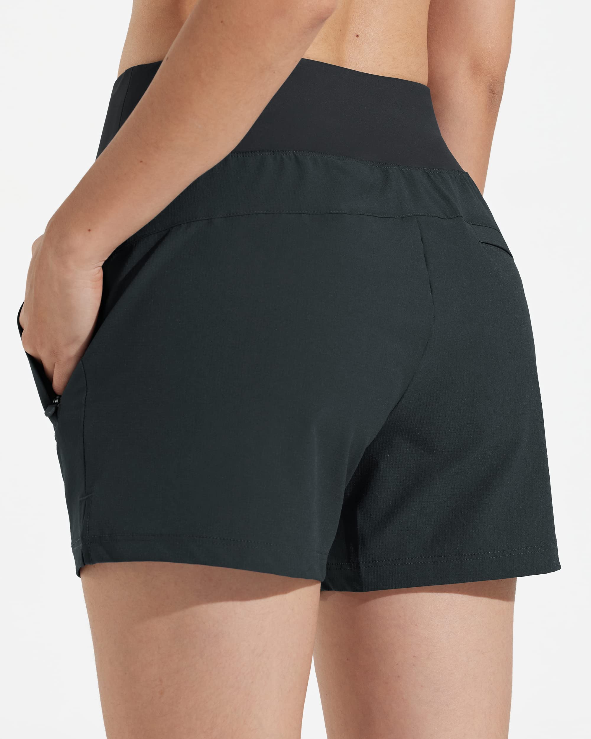 Libin Pantalones cortos de senderismo para mujer, 4 pulgadas, pantalones cortos de senderismo, pantalones cortos para exterior, pantalones cortos para correr, elásticos, de secado rápido, para verano,