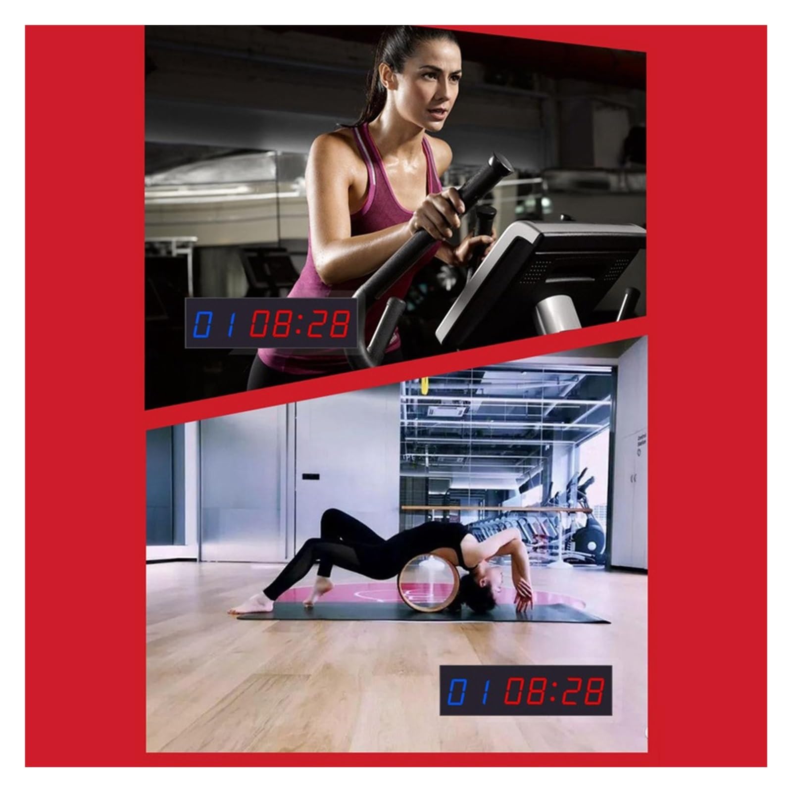 Timer palestra, 1,8 pollici 6 cifre LED timer intervallo progmabile conto alla rovescia/UP cronometro orologio in tempo reale palestra fitness
