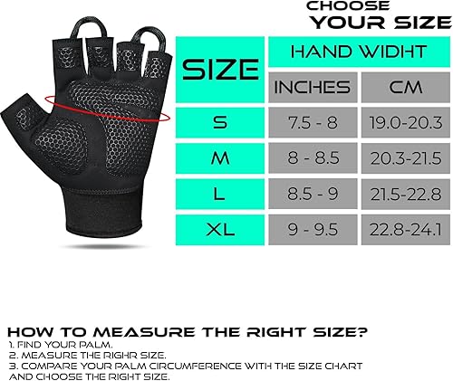 Miniatura 6 de BEAST RAGE Workout Gloves for Men, Durable Palm Grip Gym Gloves Women Half Finger Elasticated Training Weight Lifting Strength Bodybuilding Anti
