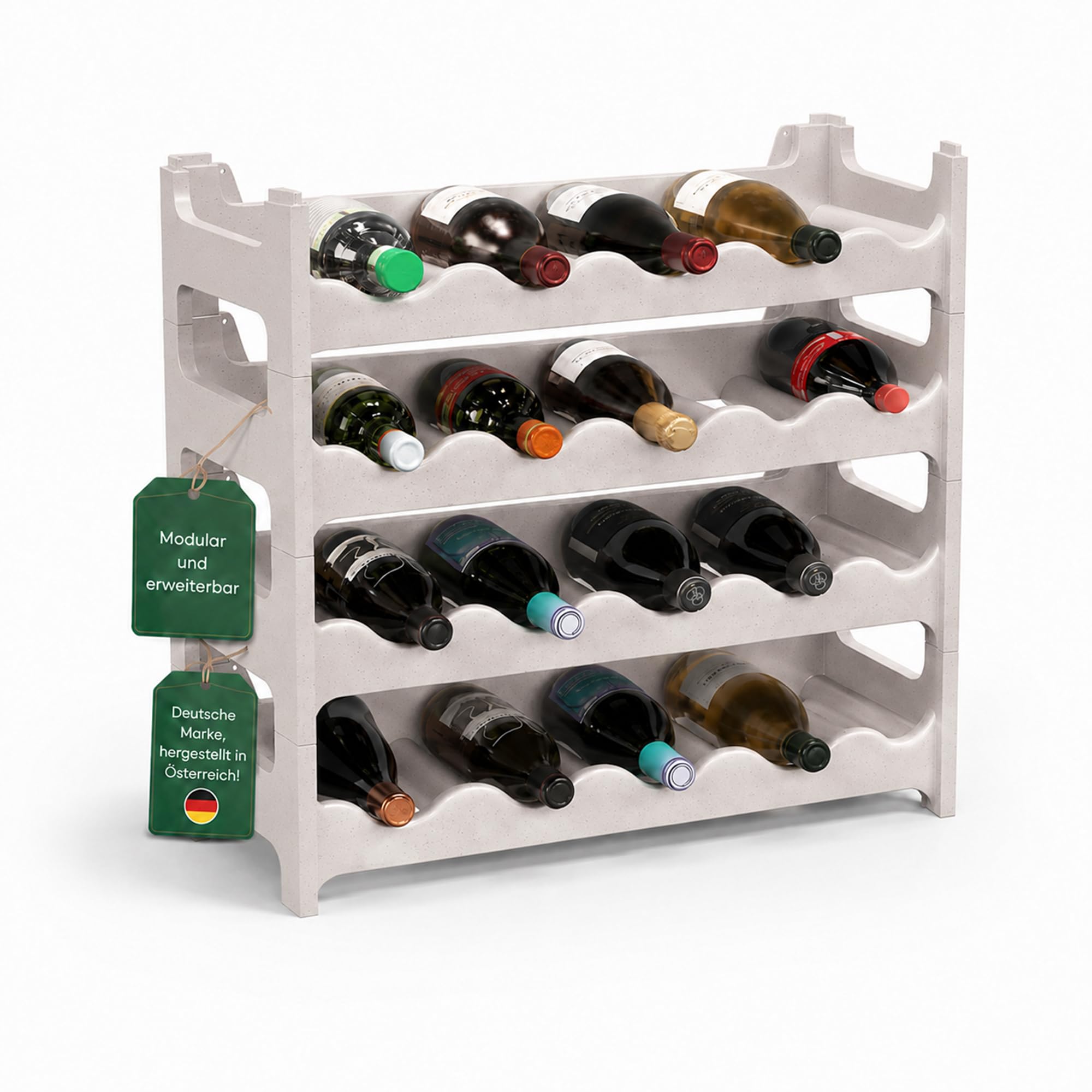 ARTECSIS® Weinregal stapelbar & modular erweiterbar Kunststoff für 12-72 Weinflaschen - Stabiles Flaschenregal & Getränkeregal Gastronomie-Qualität - Flaschen Weinständer & Weinflaschenhalter