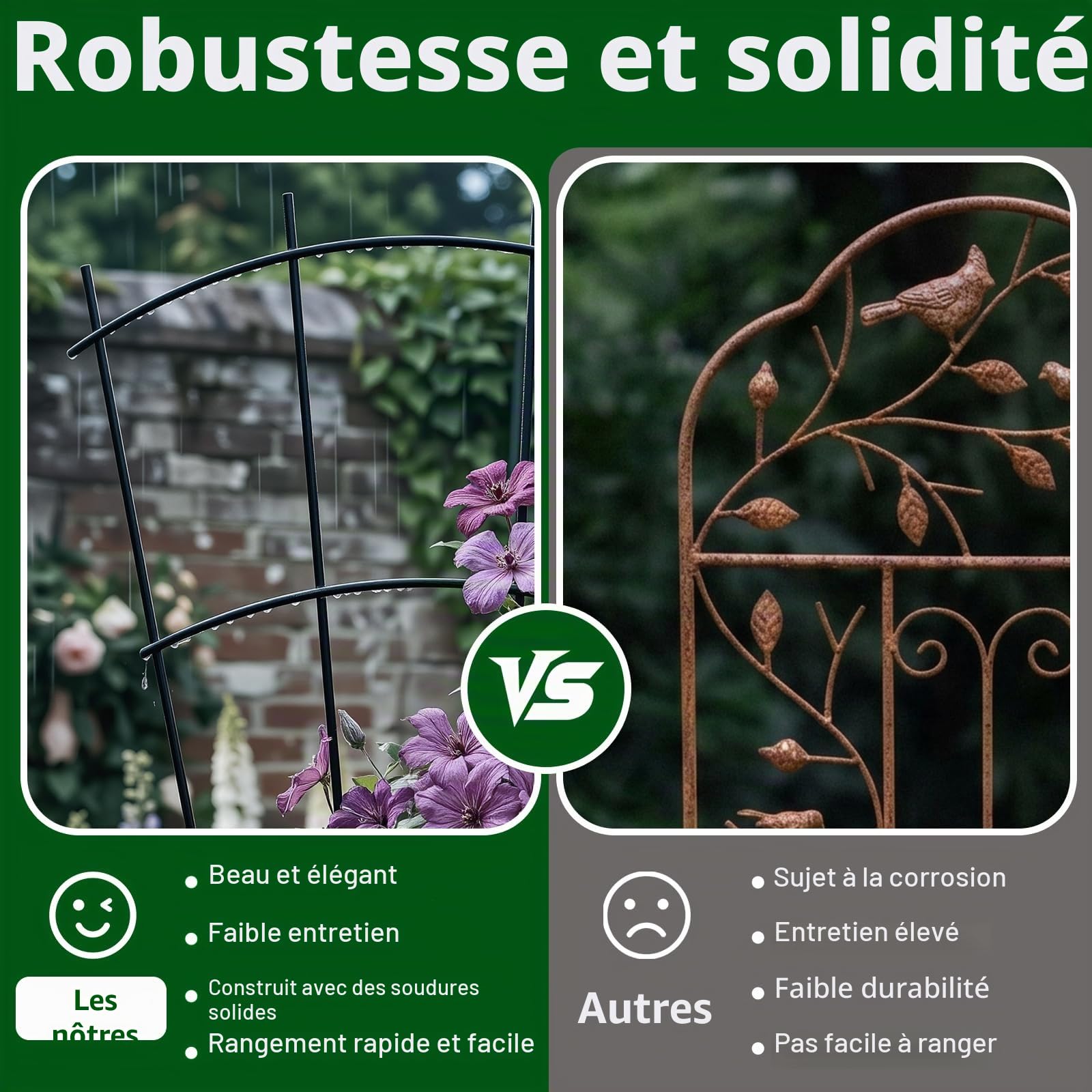 Thealyn Lot de 4 Treillis de Jardin en Métal pour Plantes Grimpantes, 82 cm