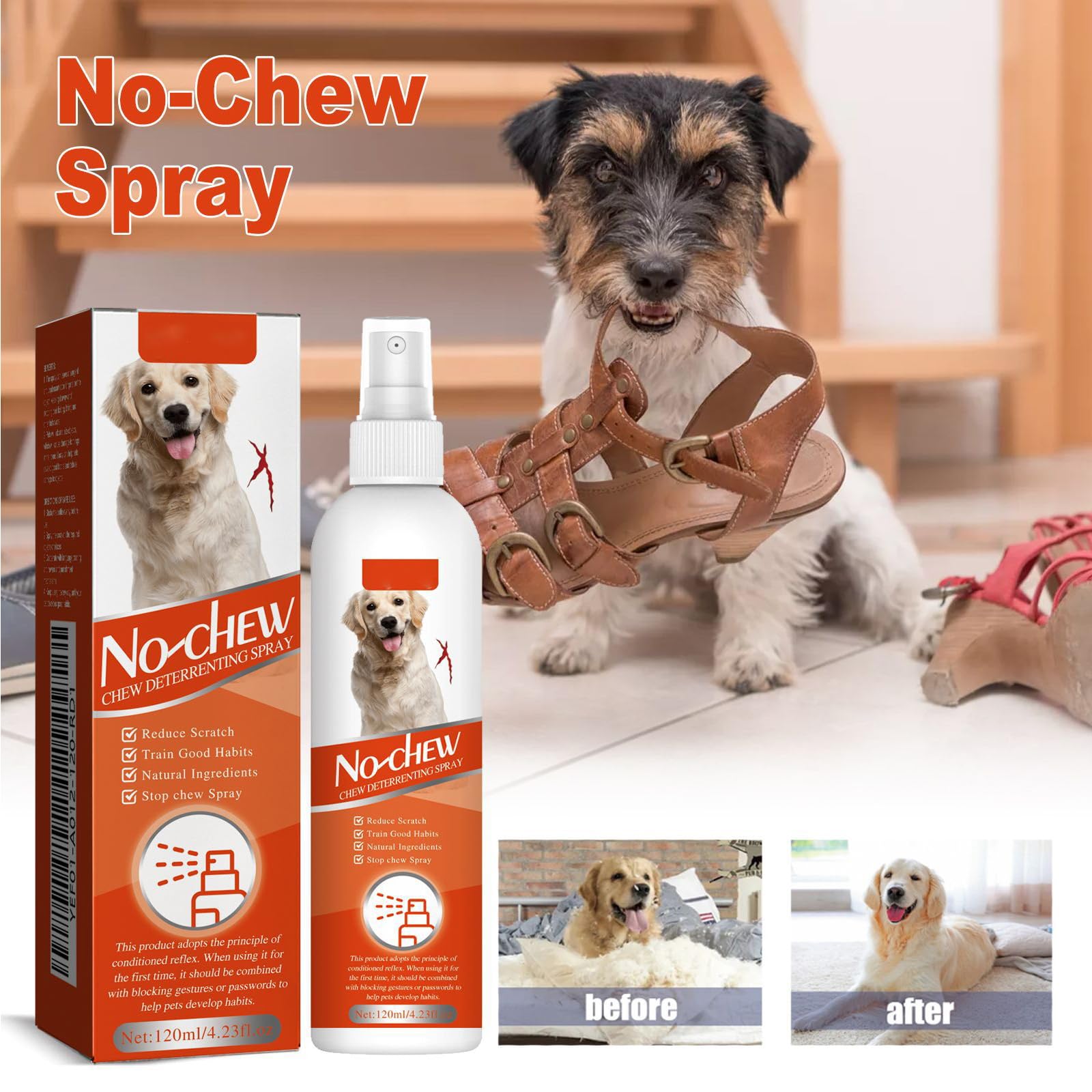 Spray Anti-griffure pour Chat,Spray pour Chien Amer,Spray Dissuasif Chats,Spray Antimastication pour Chiens,Protège pour Rideaux,Canapés,Tapis,Meubles,Pieds de Tables 120ML