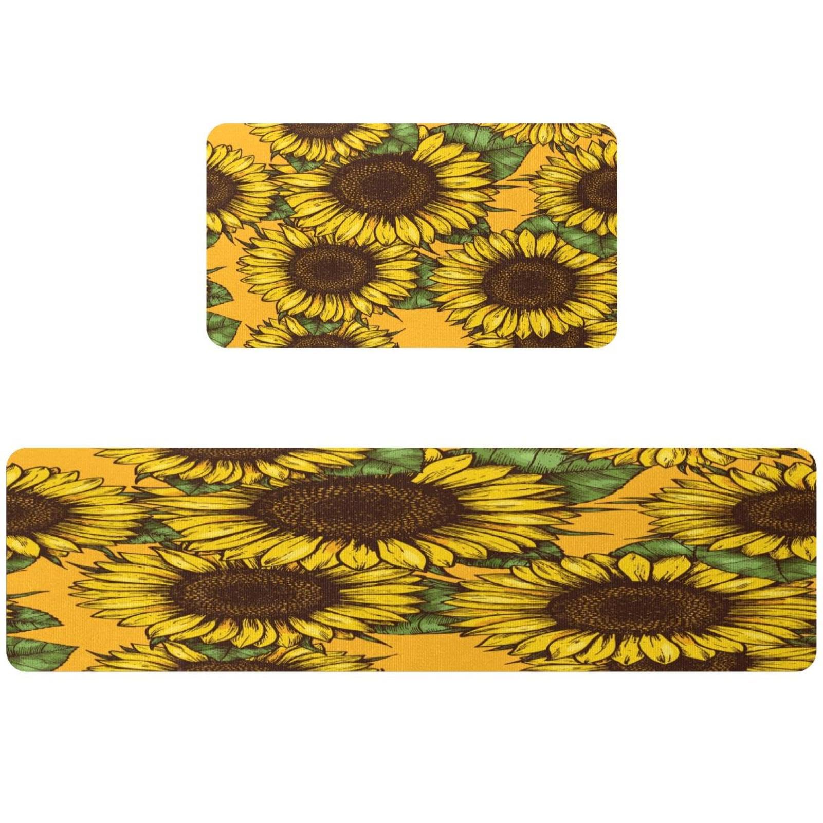 Tapetes de cocina para pasillo y cuarto de lavado VAPOKF con girasoles retro rústicos