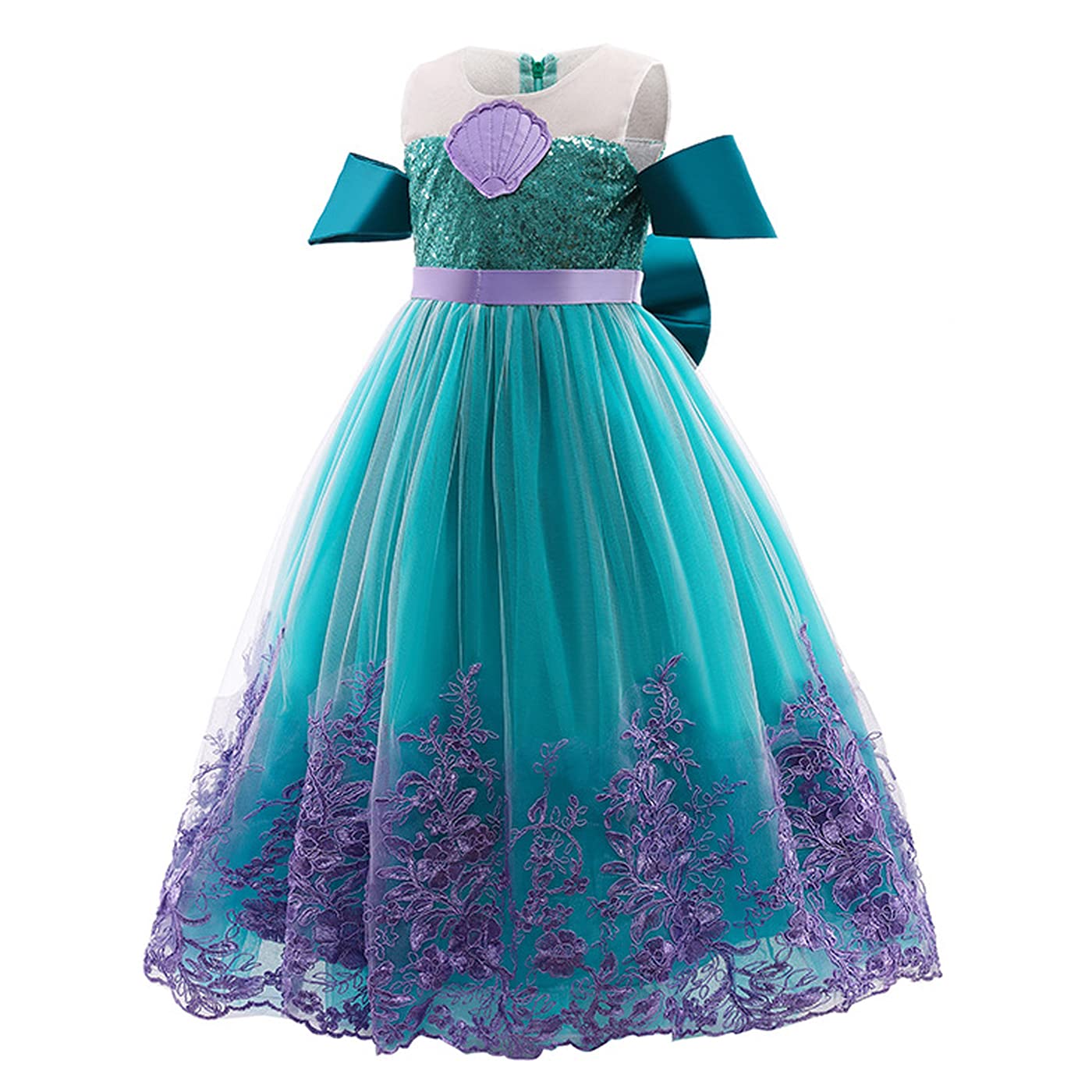 Kosplay Niña Disfraz de Princesa Sirena Vestido de Sirena con Accesorios Pelucas Vestido de Noche Verde Cumpleaños Fiesta Cosplay Navidad Halloween Carnaval Bautizo Vestirse Verde 130