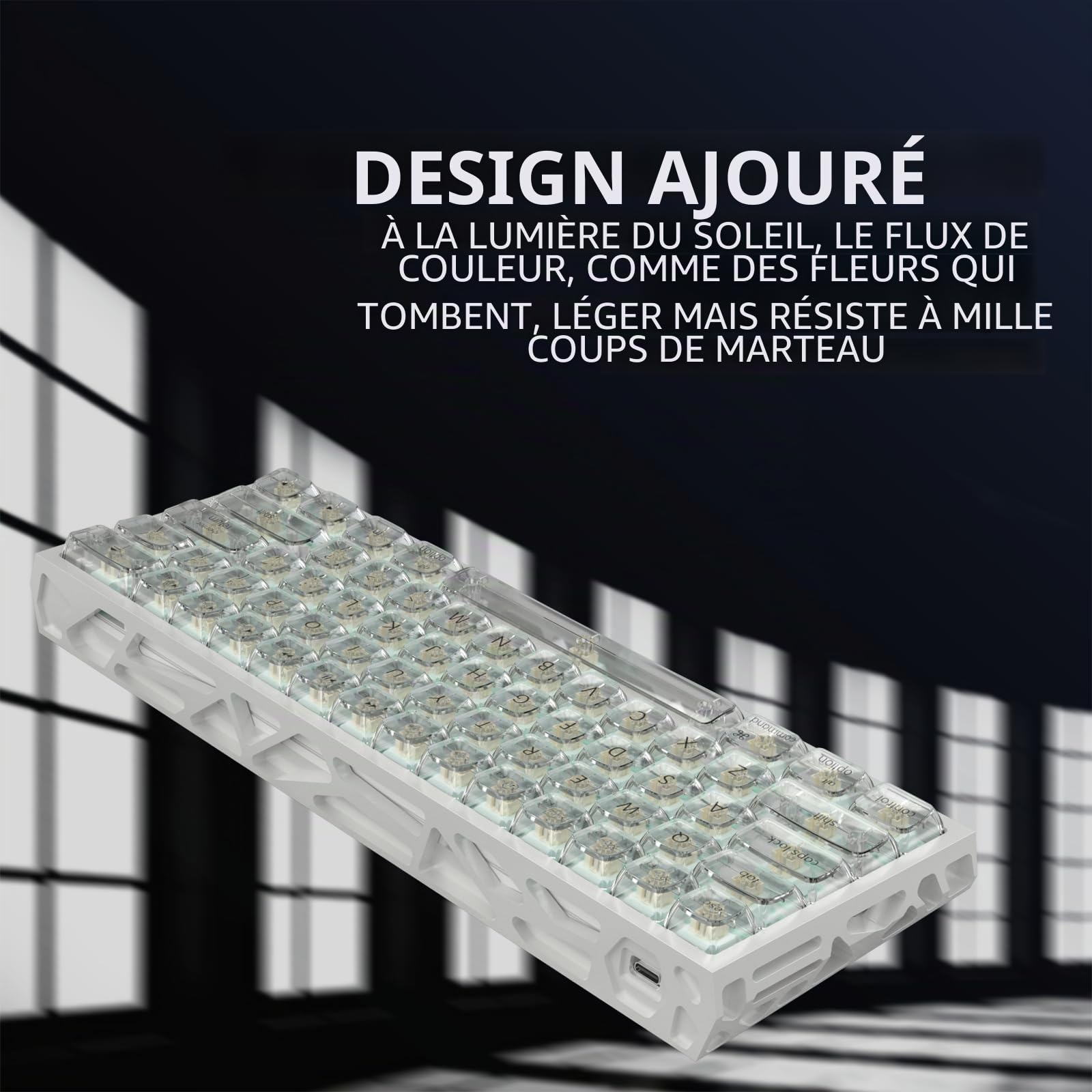 kutethy KY60 – Étui de clavier creux en aluminium à 60 % pour clavier mécanique, clavier personnalisé, compatible avec Wooting60 Mad60 Win60 GH60 60HE (blanc)