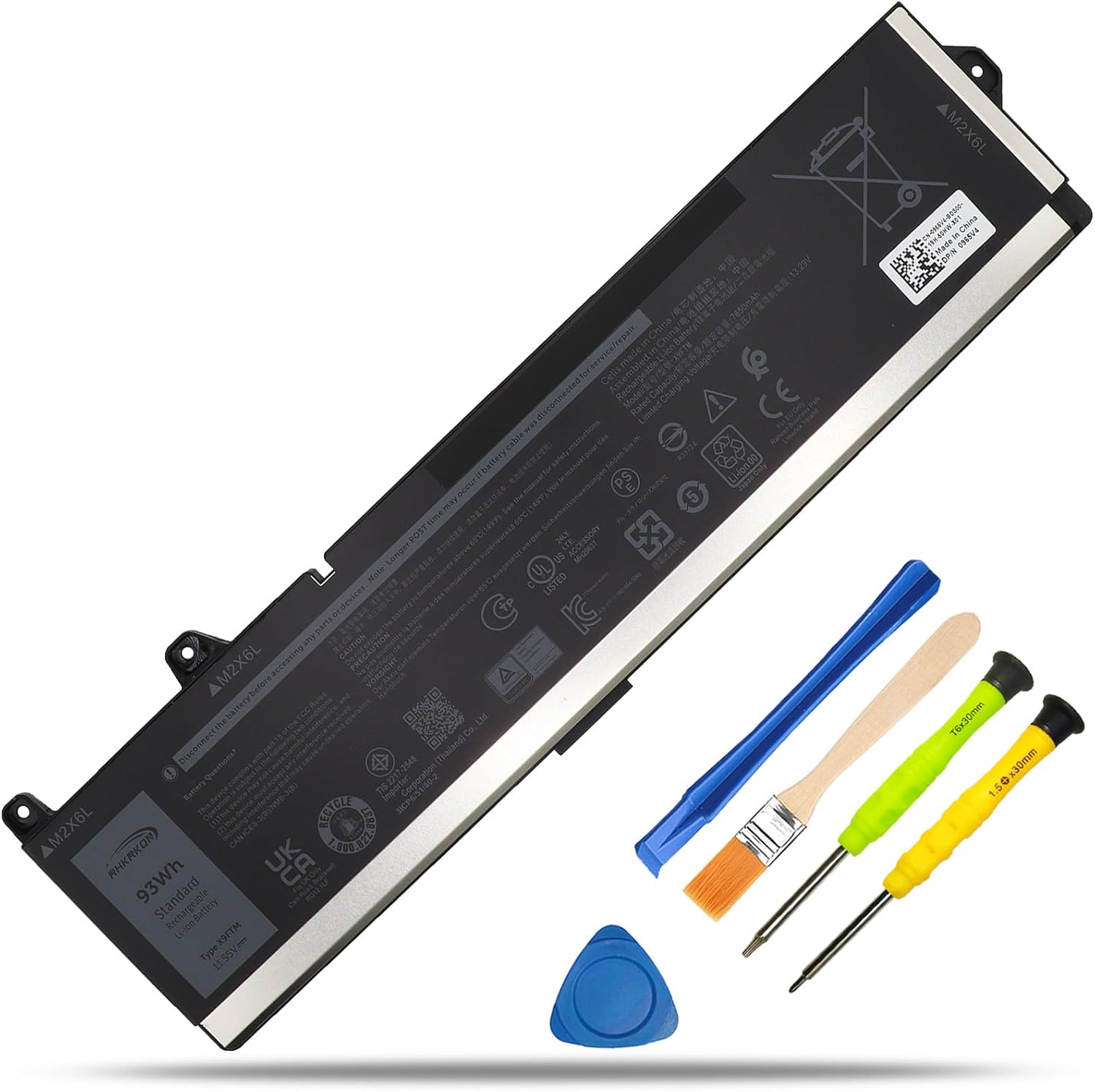 X9FTM Laptop Battery Replacement for Dell Precision 7670 7680 7770 7780 Series Notebook 05JMD8 5JMD8 0965V4 965V4 RCVVT 0NWDC0 NWDC0 0X26RT X26RT 11.55V 93Wh 7650mAh