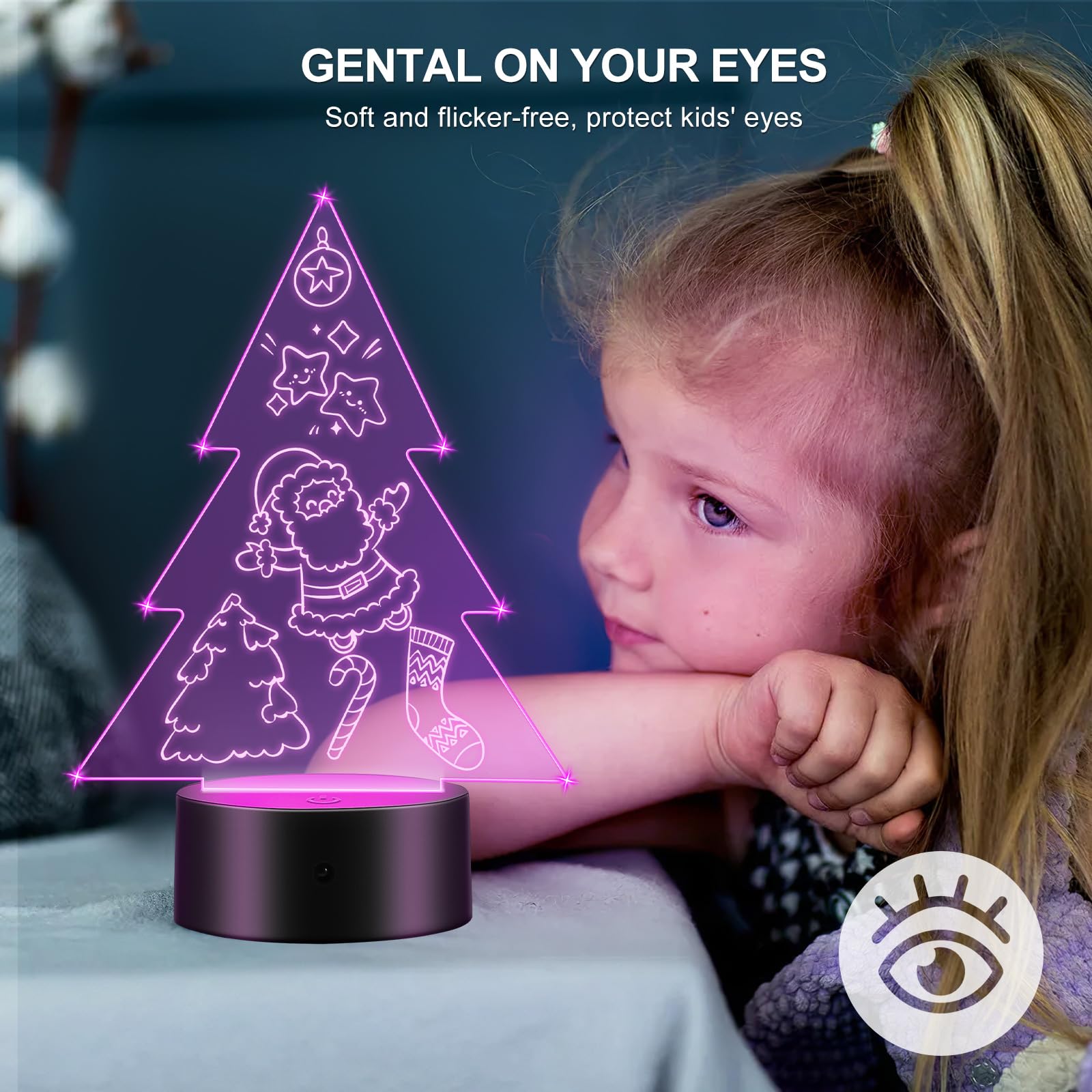 10 Pz LED Night Light 3D Colorato Telecomando Luce Smart Touch Telecomando Night Light Portatile Interruttore Base Adatto per Corridoio Camera Da Letto Bagno Soggiorno (Tipo di albero di Natale)