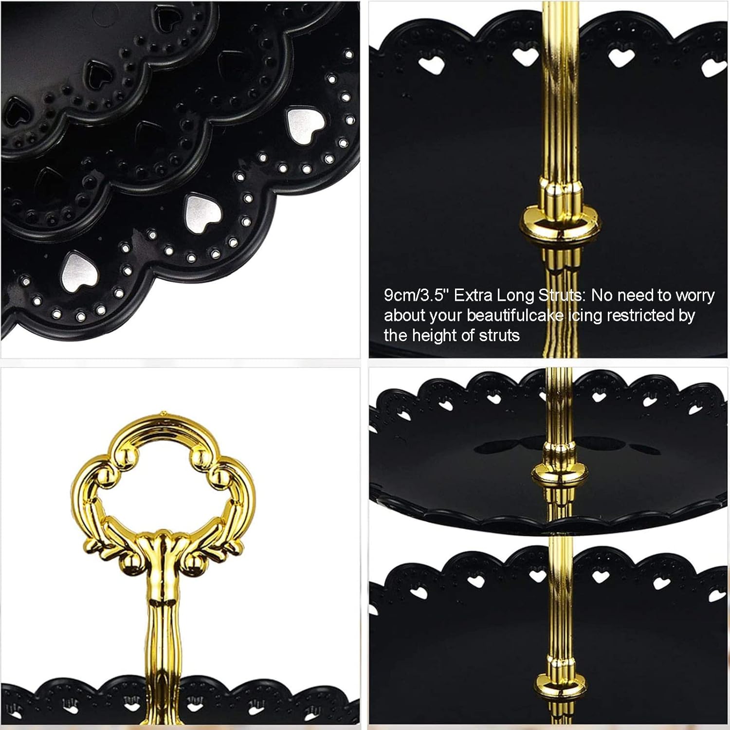 3-Tier Plastic Cake Stand Serving Tray Cupcake Stand Dessert Stand Cupcake Stand Tea Party Serving Platter Fruit Tea Party Stand for Birthday Wedding Parties Décor (D)