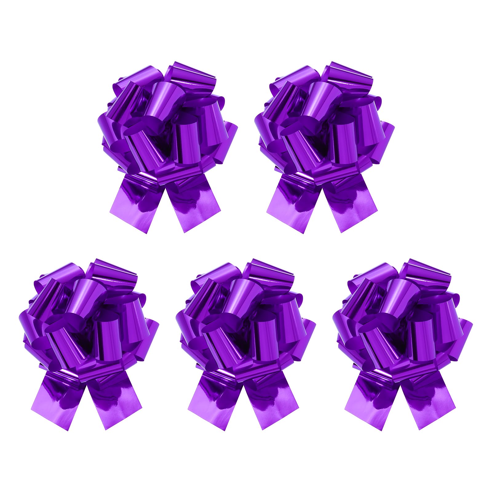 sourcing map 5Pcs 8 Inch Metallic Large Big Pull Bow Gift Wrapping Bows Ribbon for Wedding Car Baskets Presents Christmas Bow, Purple