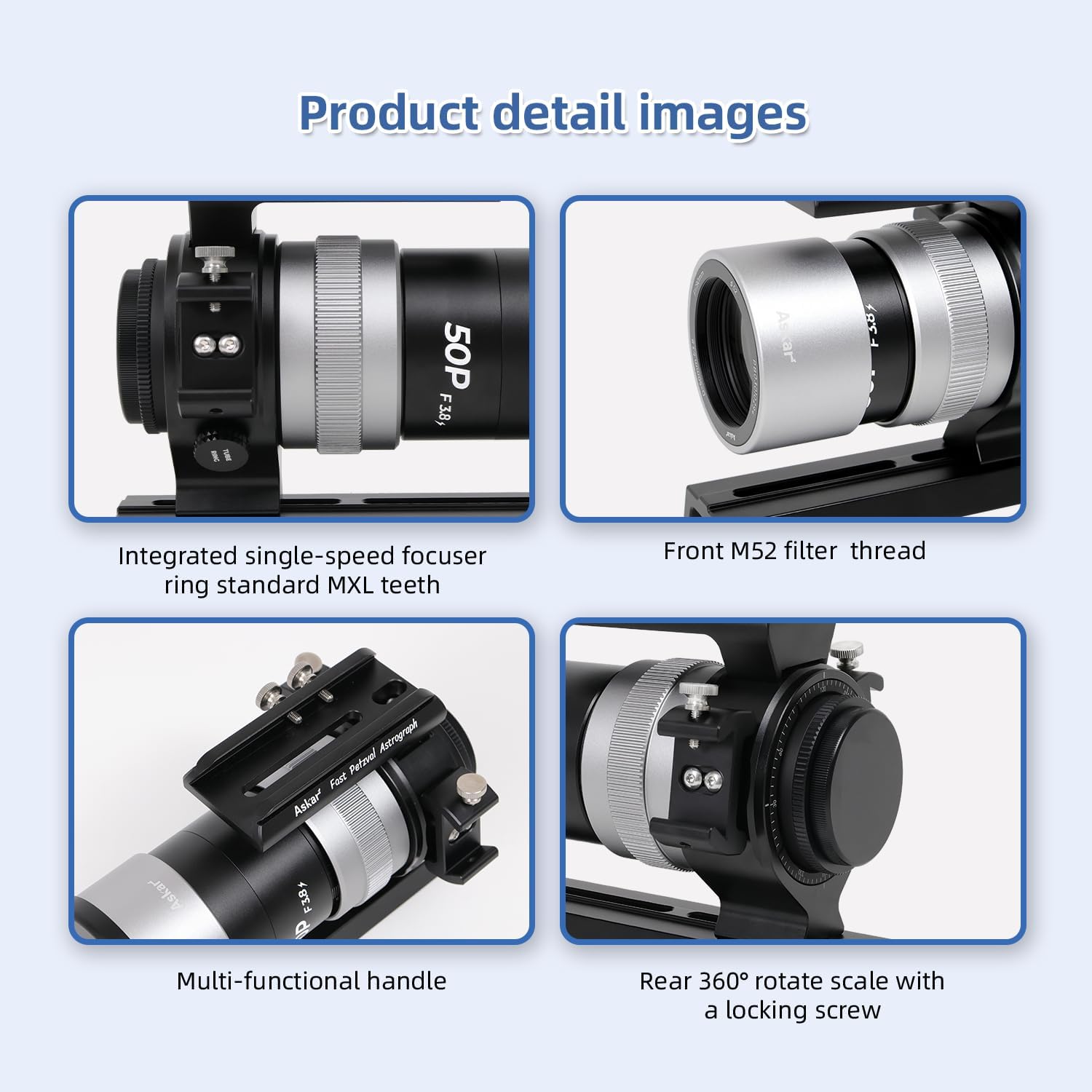 Askar 50P Telescope,50mm Aperture F3.8 SD Glass Refractor OTA, Versatile Quadruplet APO Astrograph, 160mm Vixen Dovetail Plate for Deep Sky Astrophotography and Visual Astronomy