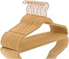 MIZGI Premium Velvet Hangers 50 Pack Heavy Duty - Non Slip Felt Hangers - Camel - Rose Gold Hooks,Space Saving Clothes Hangers,Durable Strong Hangers for Suits,Coats