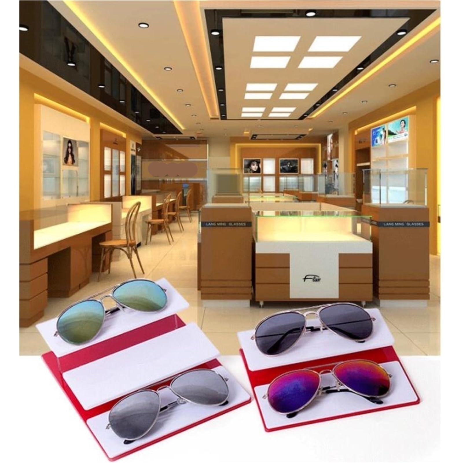 Caja para Gafas de Sol Estante de exhibición for Gafas de Sol, Soporte de Muestra for joyería, Soporte for Pulsera de Escritorio, escaparate de Collares para Gafas Joyería Reloj(Three Tiers)