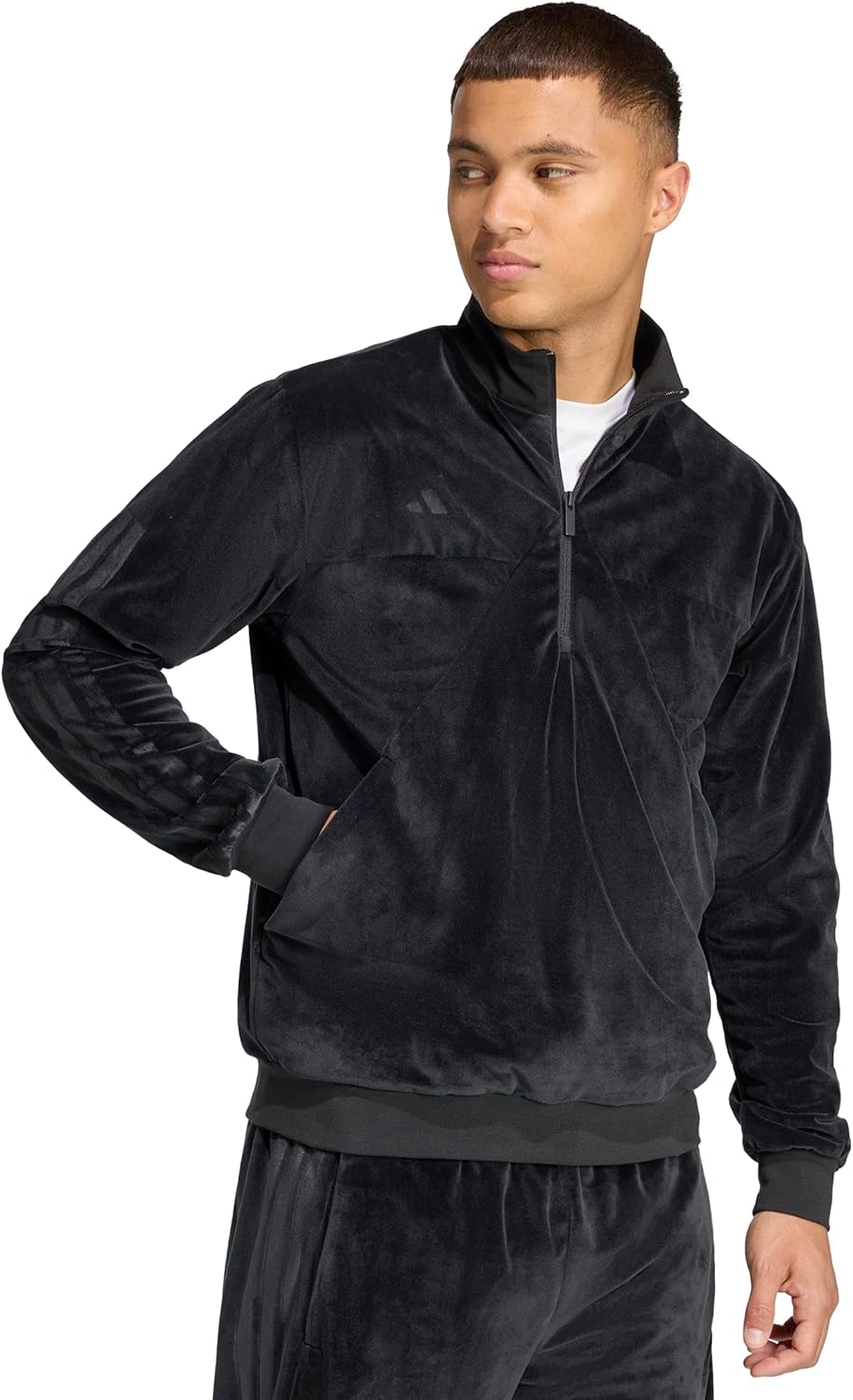 adidas mens House of Tiro Velour Half-zip Track Top - Image 2