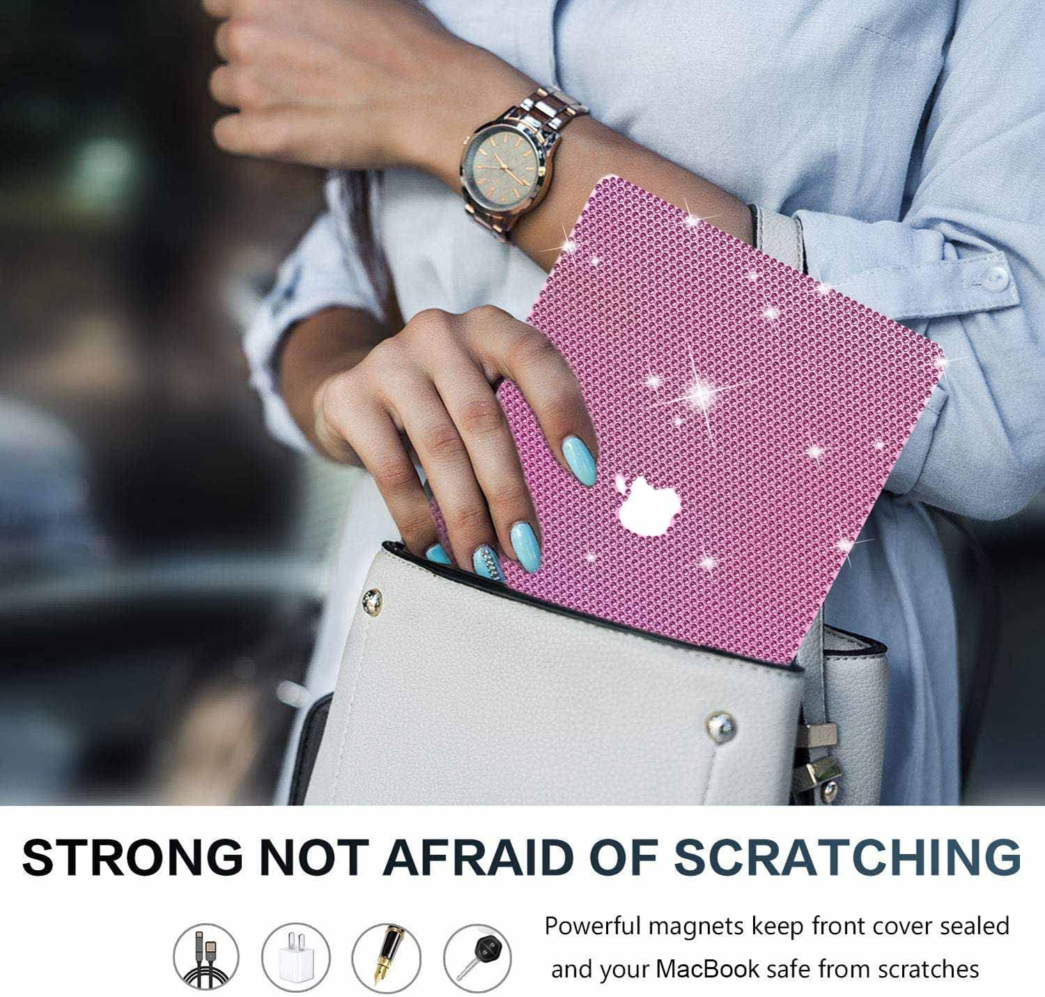 Bling Rhinestone Case Compatible with MacBook Pro 15 Inch 2019 2018 2017 2016 Release (Model:A1990 A1707),Glitter Sparkle Diamond Case Fashion Luxury Shiny Crystal Hard Shell for Women Girls