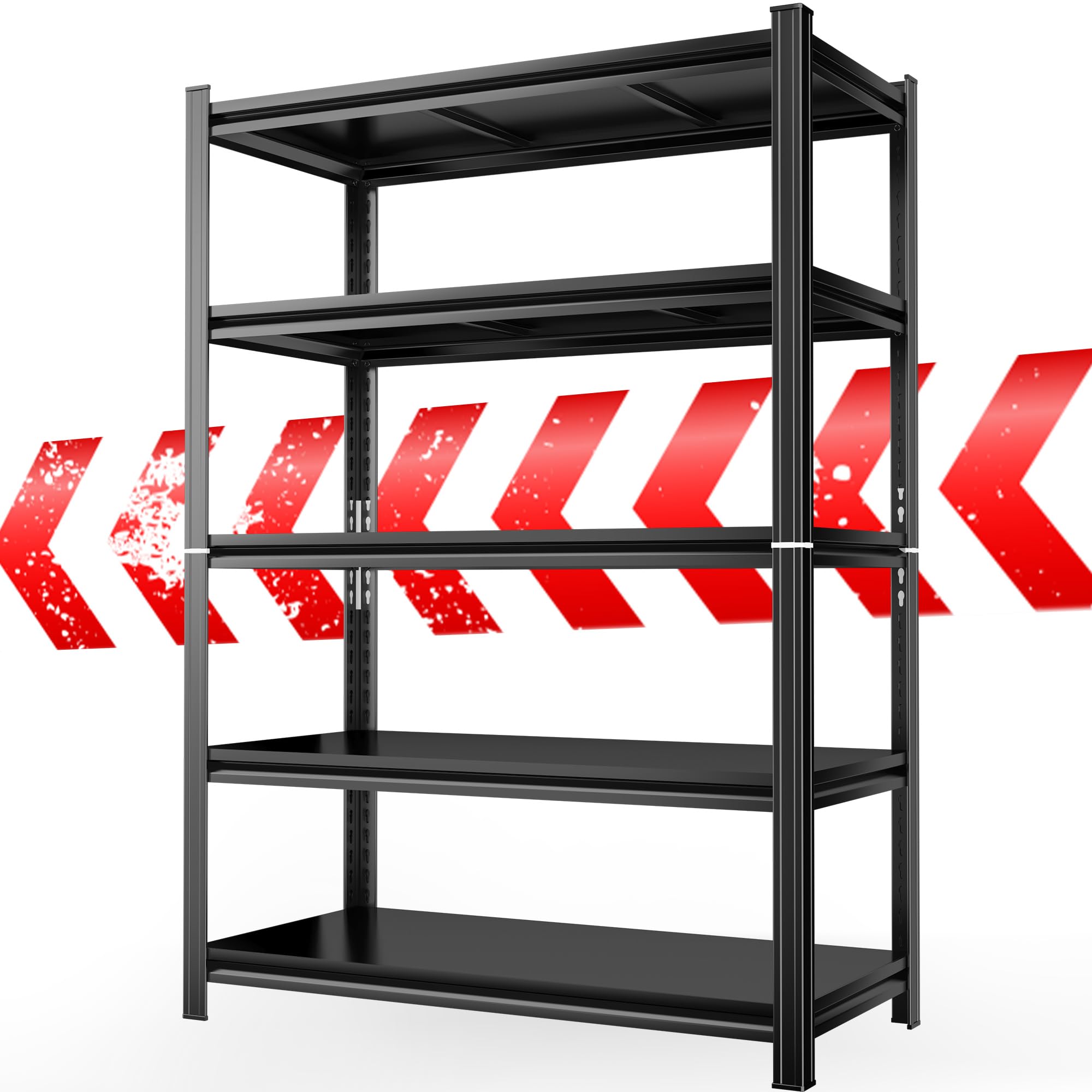 Garage Shelving Unit-Easy Assembly Metal Shelves 47" W Storage 5-Tier Shelving Units|Heavy-Duty Adjustable Shelf|Steel Rust-Resistant Shelves for Industrial,Warehouse,Basement