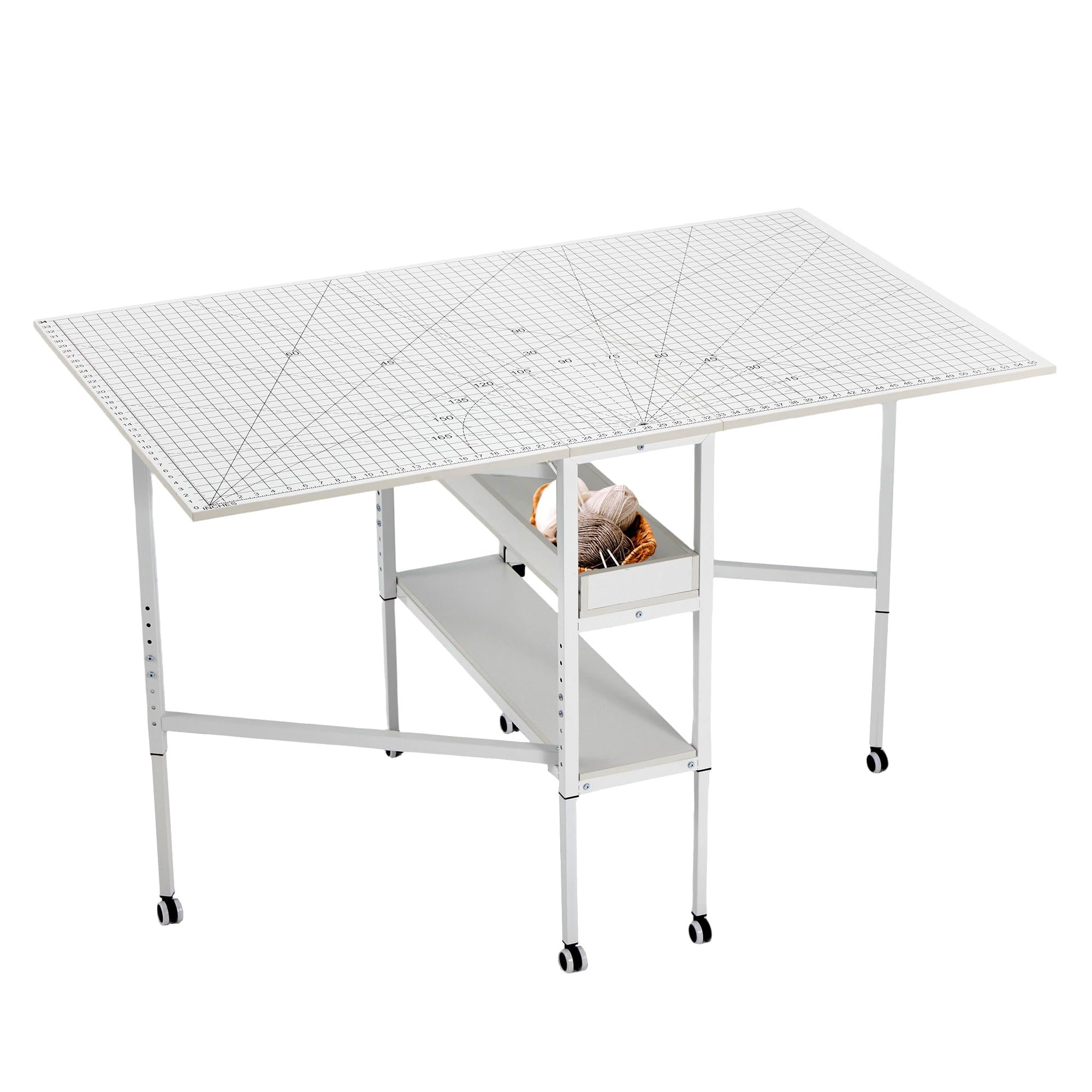 MELLCOM Foldable Sewing Cutting Table,with Measuring Grid for Large Fabric