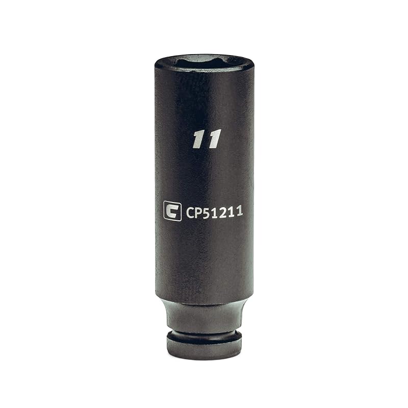Soquete de impacto profundo Capri Tools 11 mm, encaixe de 6,35 mm (1/4 pol.), 6 pontas, métrico