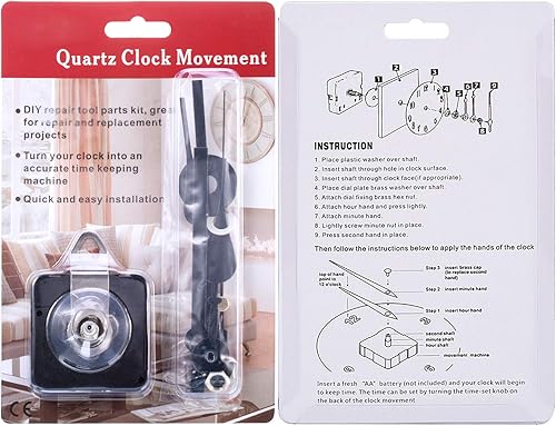 Vista 7 de Mecanismo de movimiento de reloj de eje largo de alto par Kit de mecanismo de reloj de cuarzo de pared con 2 pares diferentes de manecillas Kit