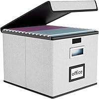 Vista 29 de Caja organizadora de archivos Huolewa con tapa, organizador de carpetas de archivos plegable para almacenamiento de documentos de oficina, caja