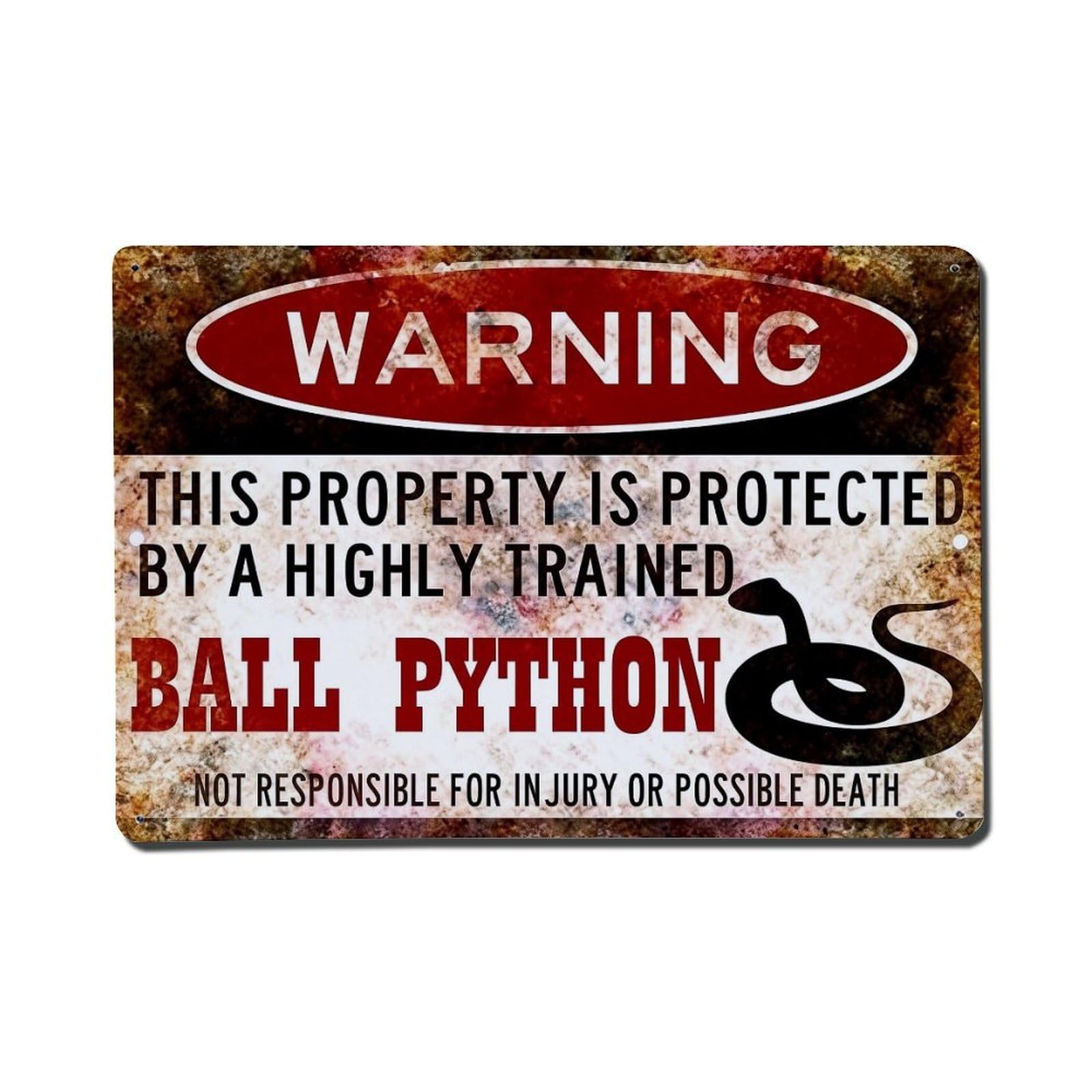 Warning Sign With Snake Pattern Tin Sign Metal Poster Vintage Metal Signs for Home Man Cave Bar Cafe Kitchen laundry room Wall Decorations Gift 8x12Inch