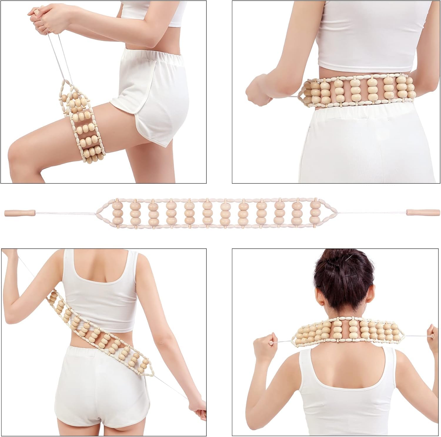 Maderoterapia Kit de massage thérapeutique en bois 8 pièces – Drainage lymphatique et contour du corps pour réduire la cellulite, douleurs musculaires, sculpture de spa à domicile – Kit de bien-être