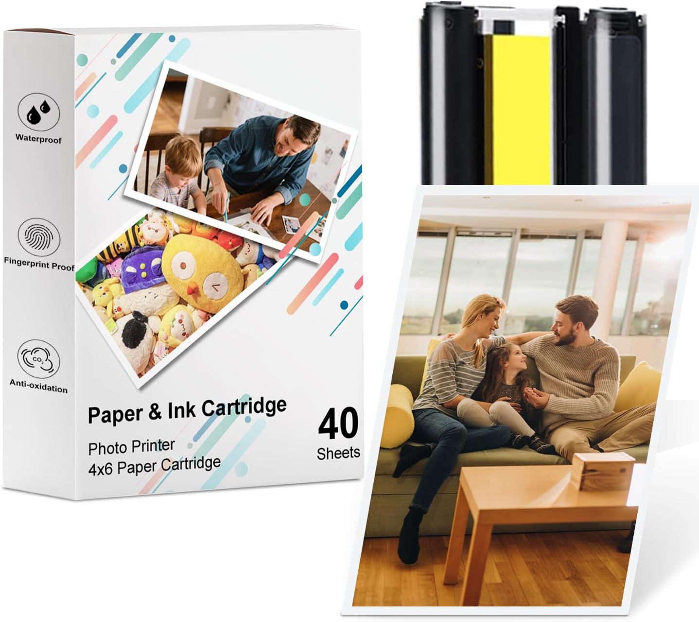 Compatible with Liene M100 M200 40 Sheets Paper & 1 Ink Cartridges