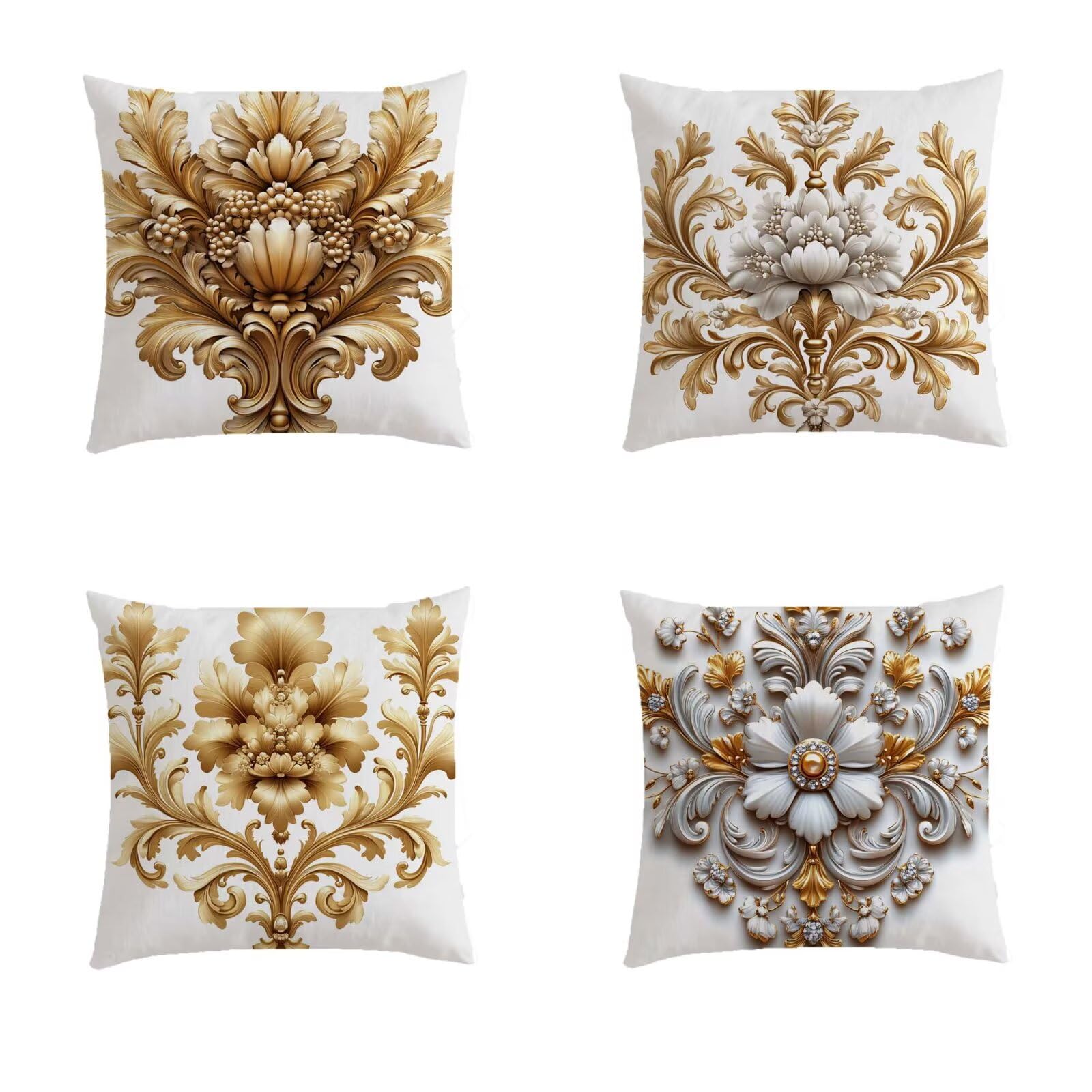 Housse de coussin 50x50 de jardin extérieur lot de 4 taies fleurs S467