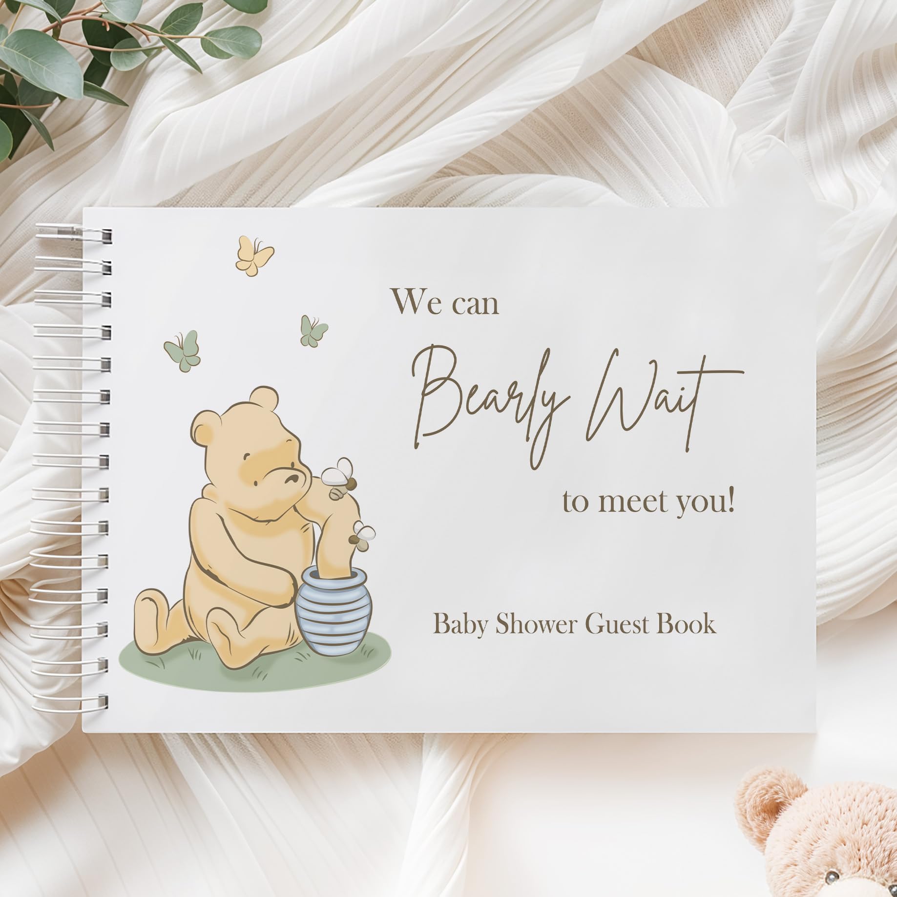 Baby Shower Guest Book | Classic Storybook Pooh Bear | Advice & Wishes for Baby | Keepsake Memory Book for Mum to Be | Winnie Baby Shower Decoration