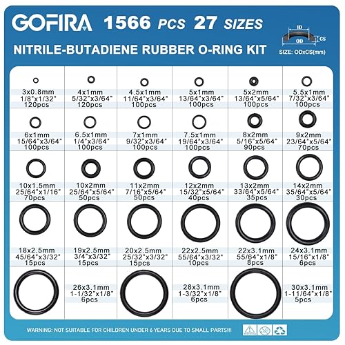 Miniatura 2 de Gofira - Kit de 1566 piezas de 27 variedades de junta tórica de sellado en material de goma de nitrilo para reparación de fugas de sello de