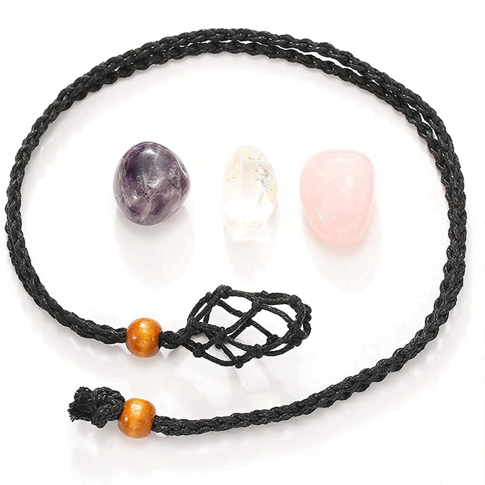 3 cordoncini per collana vuoti, per pietre e cristalli, supporto regolabile per collana