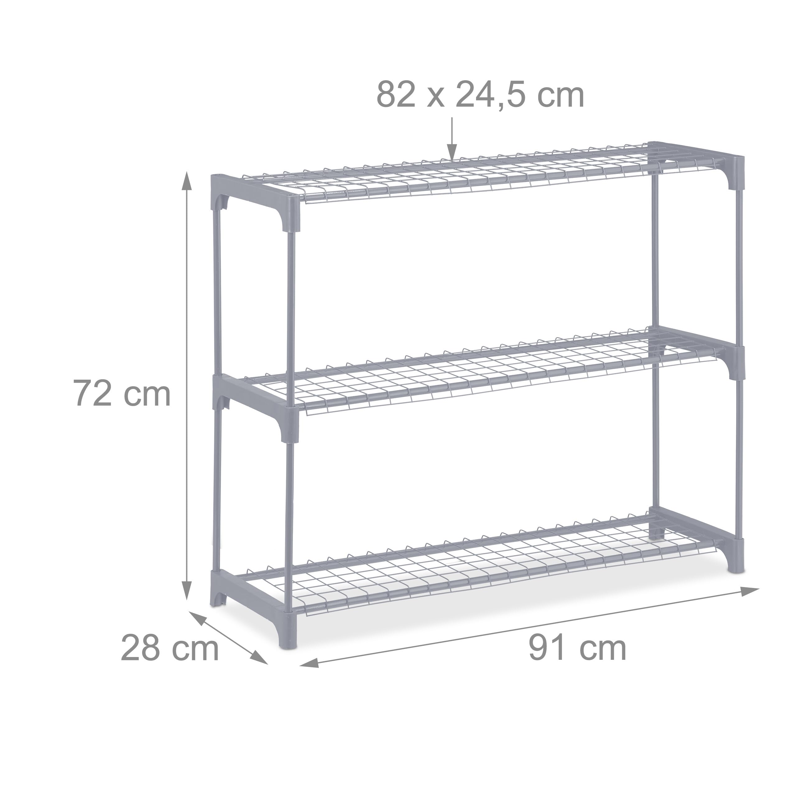 Relaxdays Scaffale Porta Piante a 3 Ripiani, Portapiante in Vaso, Fiori e Erbe, Mobile in Acciaio, 72x91x28 cm, Grigio