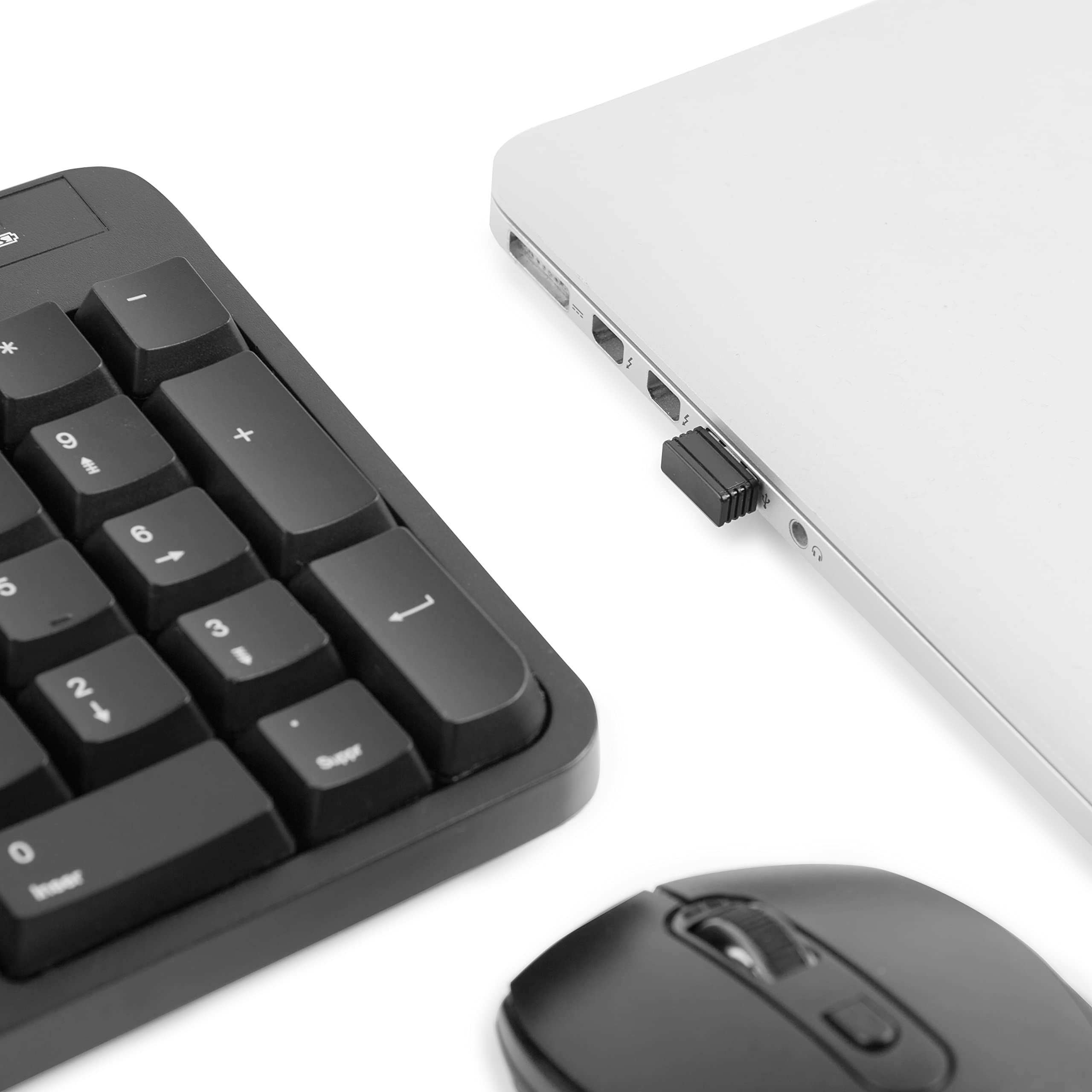 Amazon Basics Set mouse e tastiera wireless ergonomici, Nero, IT Layout